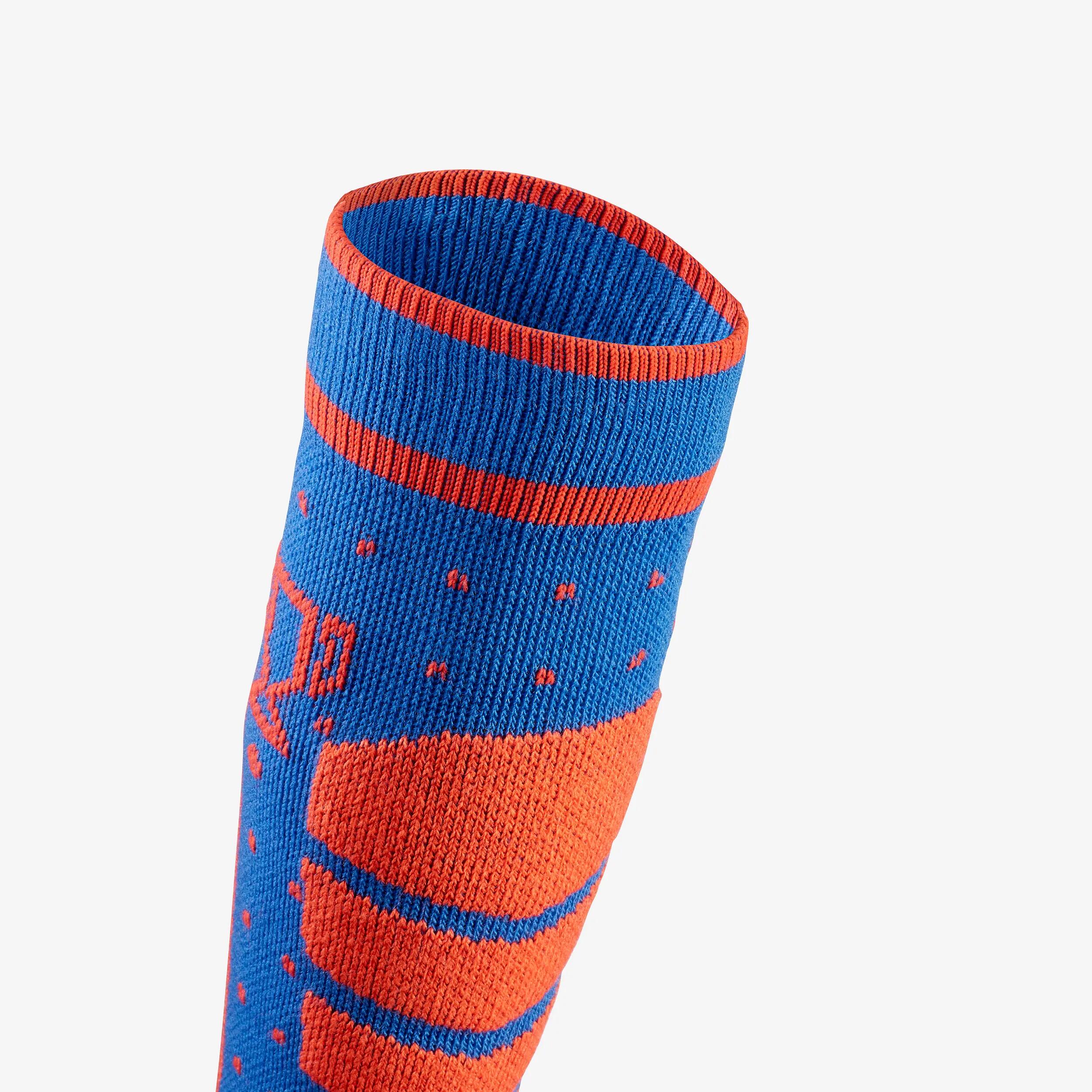 Calcetines térmicos esquí cálidos niños, lotes de 2 pares, 500, azul y naranja  14/17