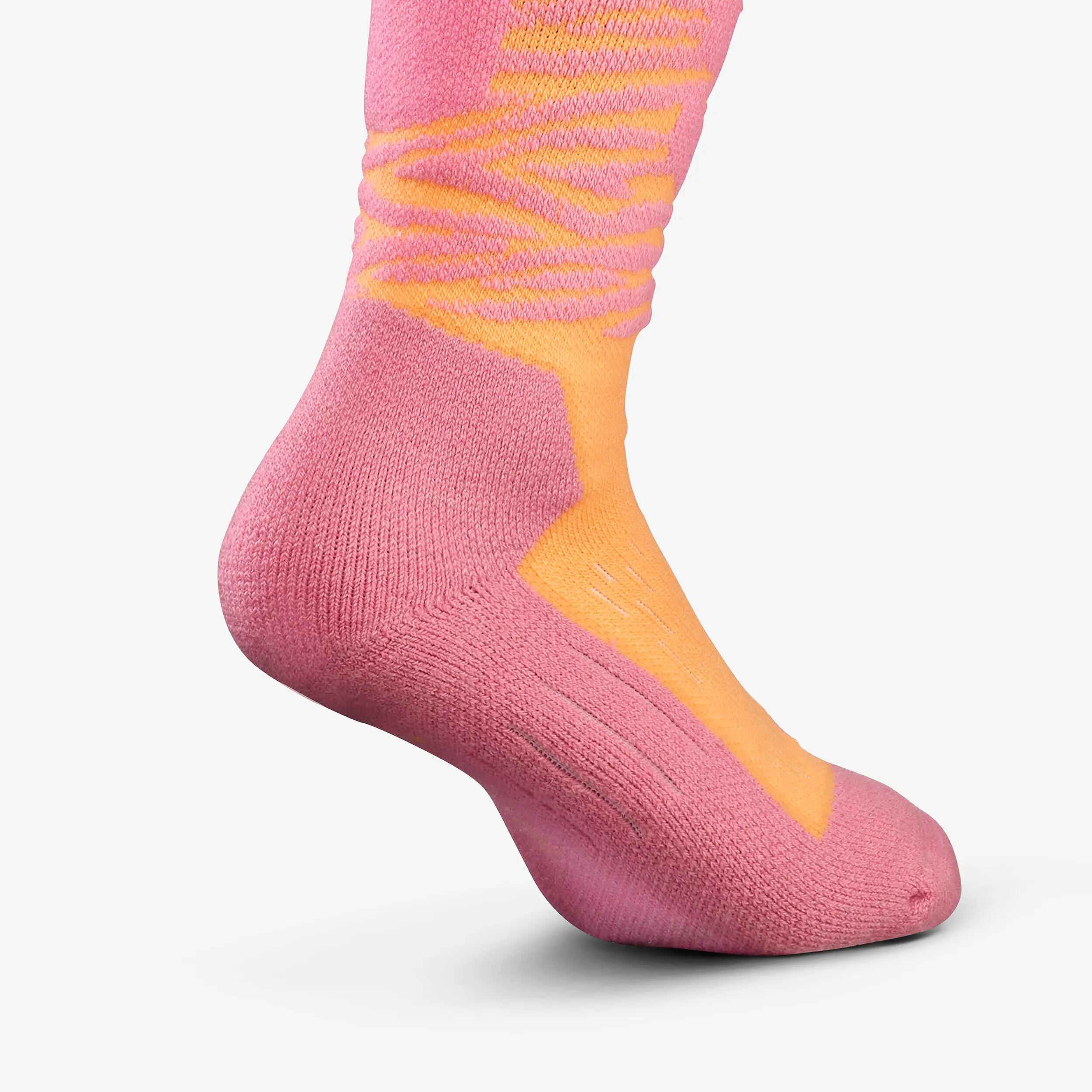 Skisocken Kinder warm Doppelpack - 500 rosa/orange 16/17