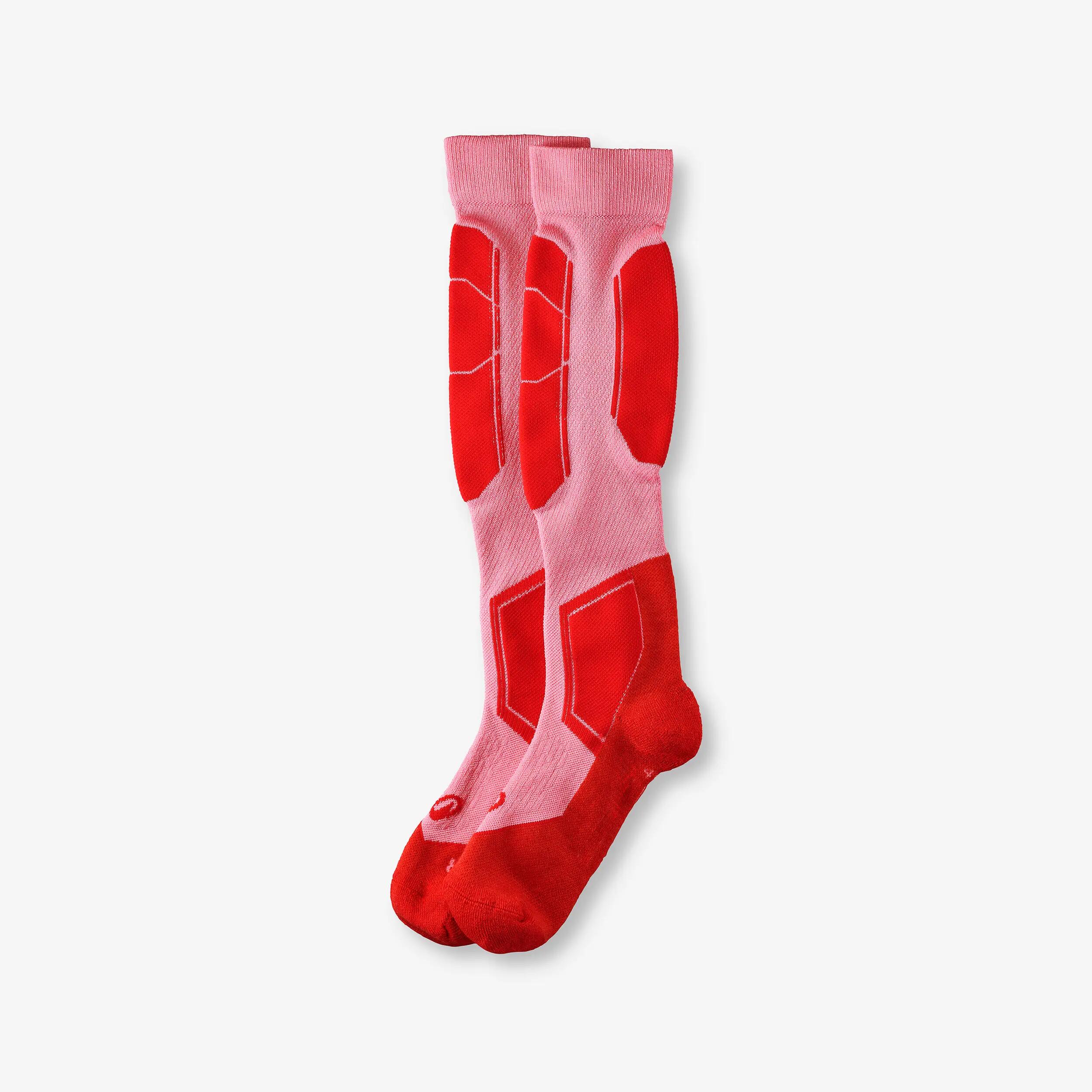 Calcetines térmicos de esquí de lana merina adulto, 500 Control, rosa  4/7