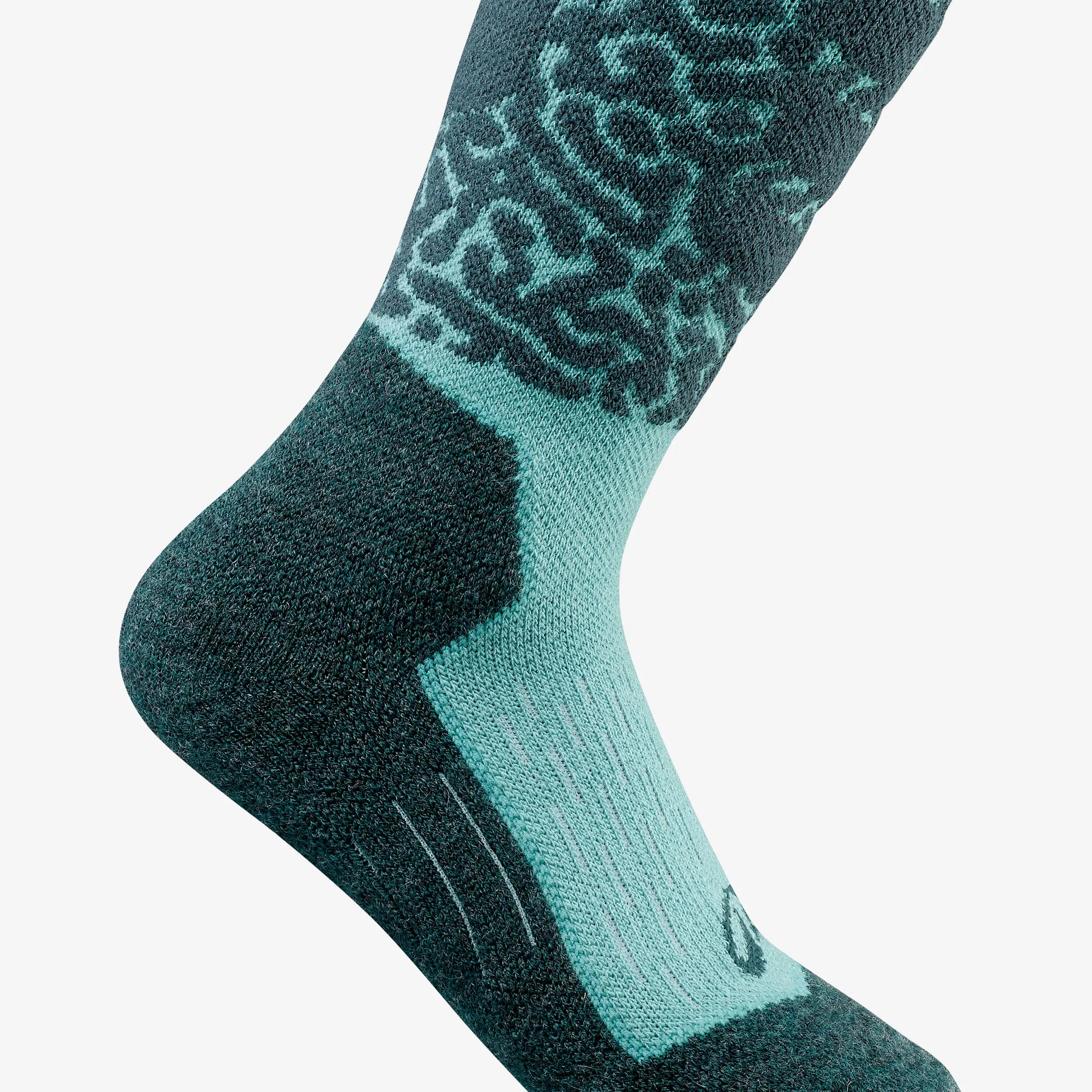 Calcetines térmicos esquí cálidos niños, en lotes de 2 pares, 500, azul motivo  8/17