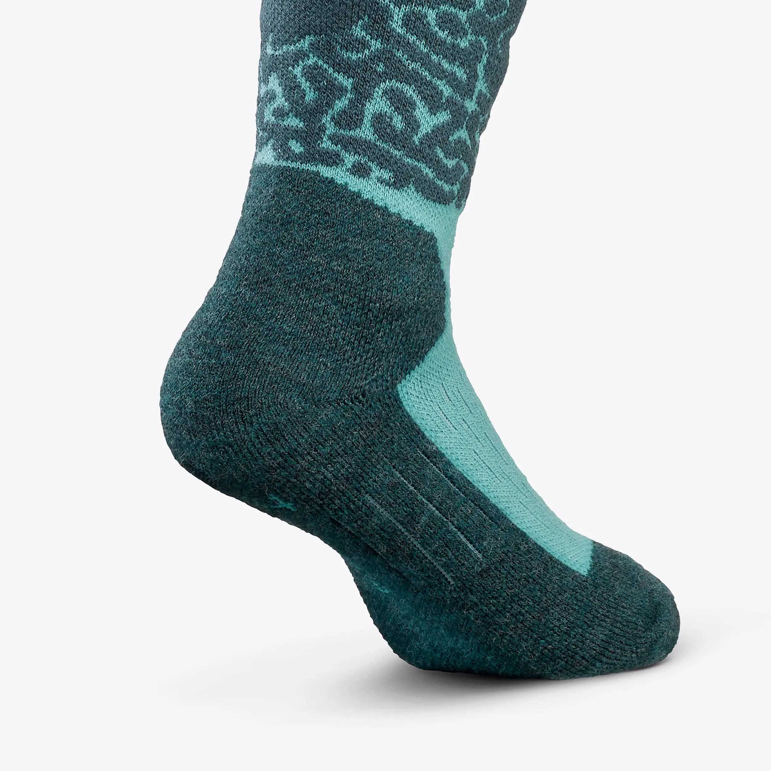 Calcetines térmicos esquí cálidos niños, en lotes de 2 pares, 500, azul motivo  16/17