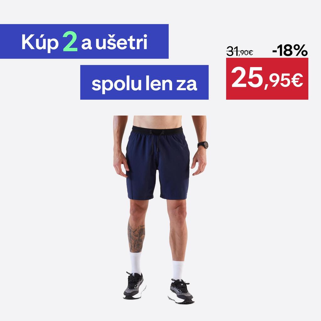 Pánske bežecké šortky Run 500 Dry sivomodré