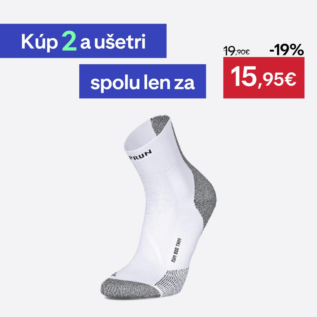 Bežecké ponožky RUN900 polovysoké tenké biele