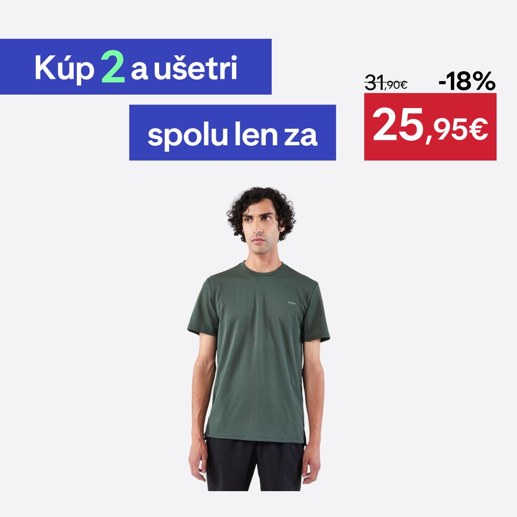 Pánske bežecké tričko Run 500 Dry priedušné tmavozelené