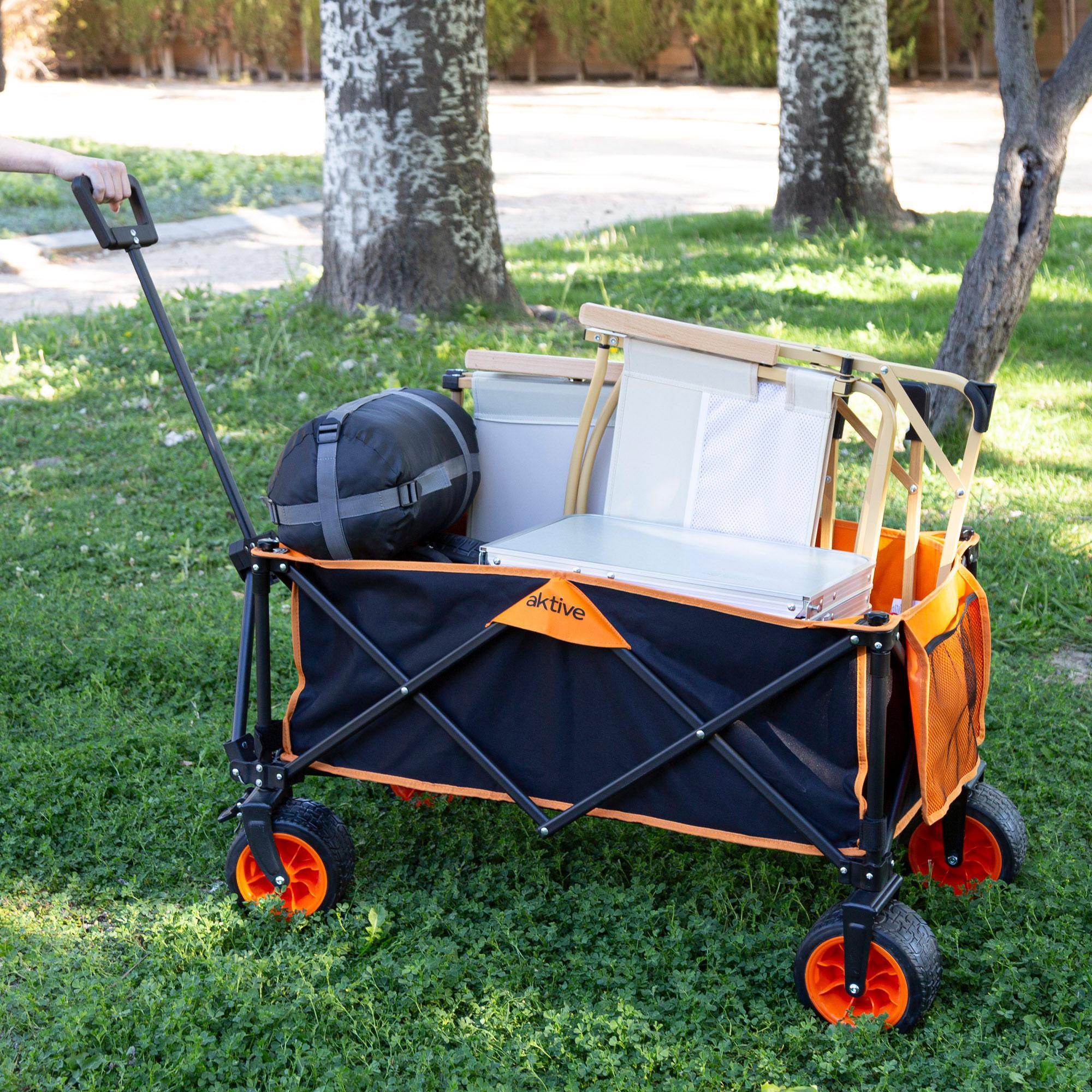 Carro playa plegable naranja pata transporte máx 100 kg - CD 6/7