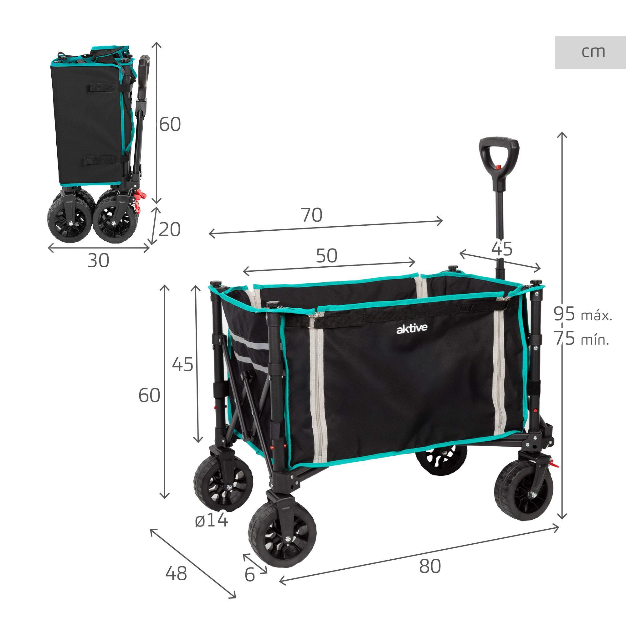 Carro playa plegable negro pata transporte máx 60 kg - CD 3/7