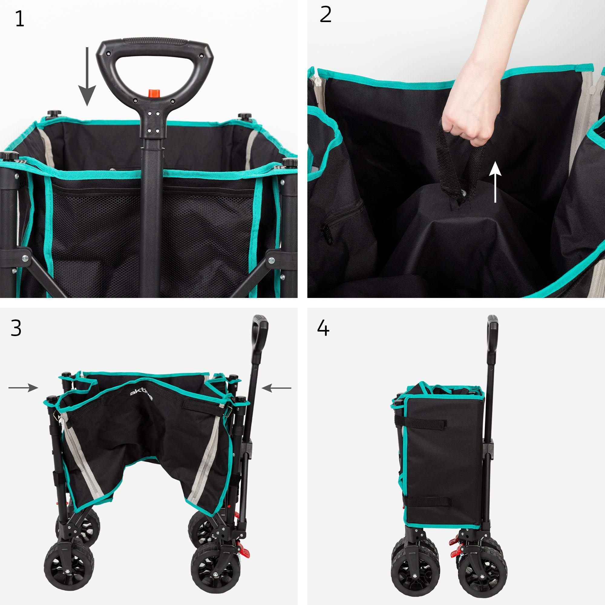 Carro playa plegable negro pata transporte máx 60 kg - CD 4/7