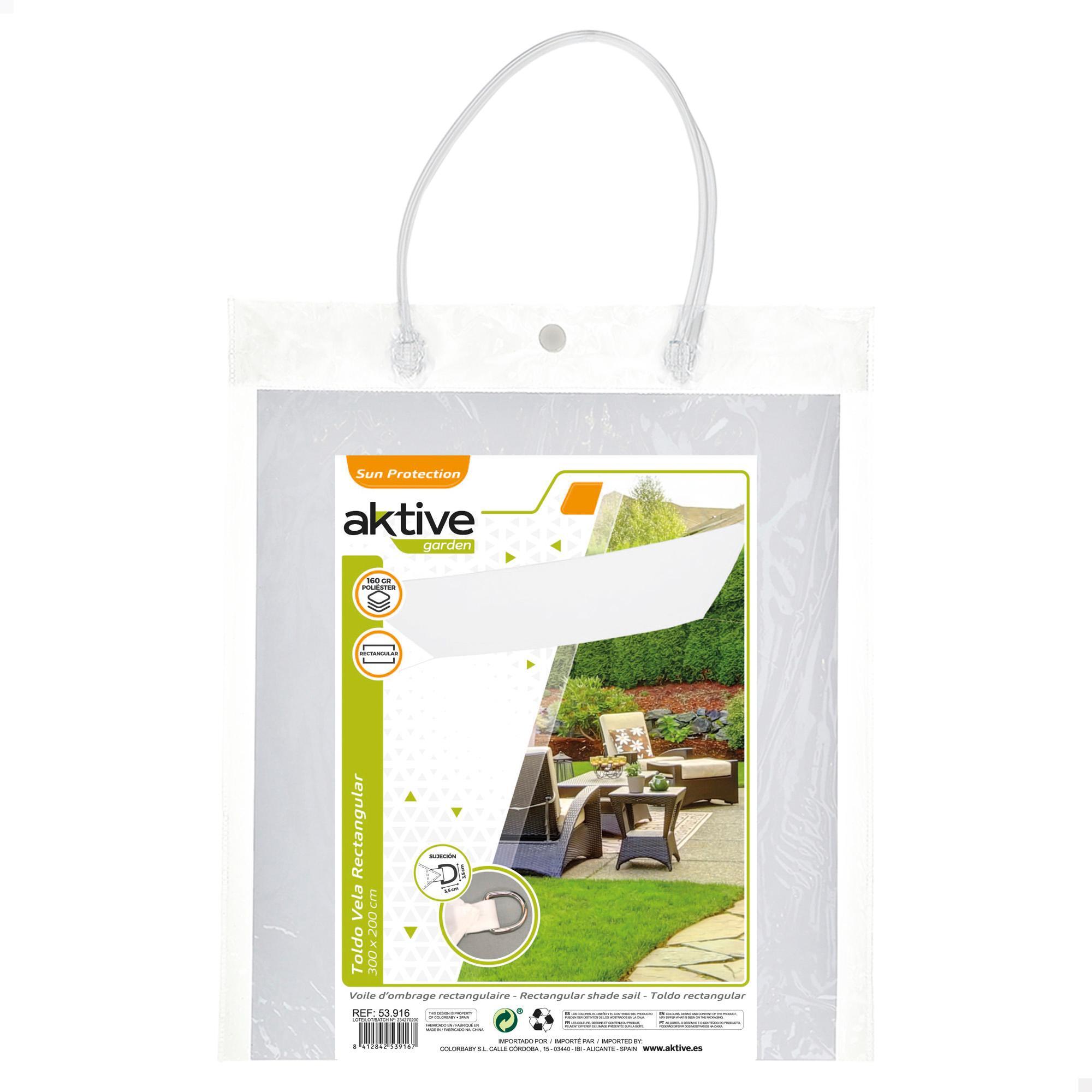 Tendal ombra rectangular polièster 2X3 M blanc  CD 3/4