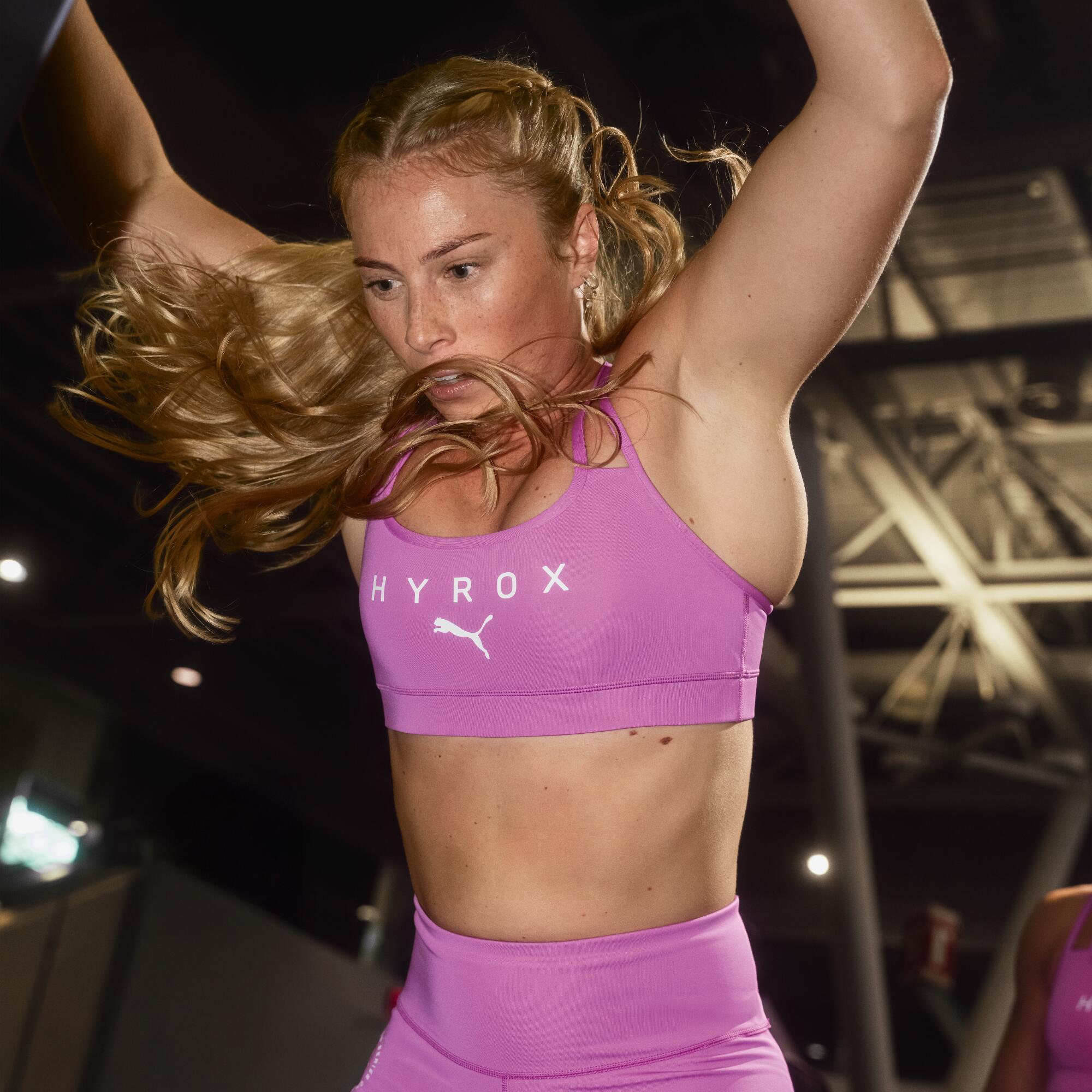 Reggiseno sportivo donna palestra HYROX traspirante sostegno alto rosa 4/9
