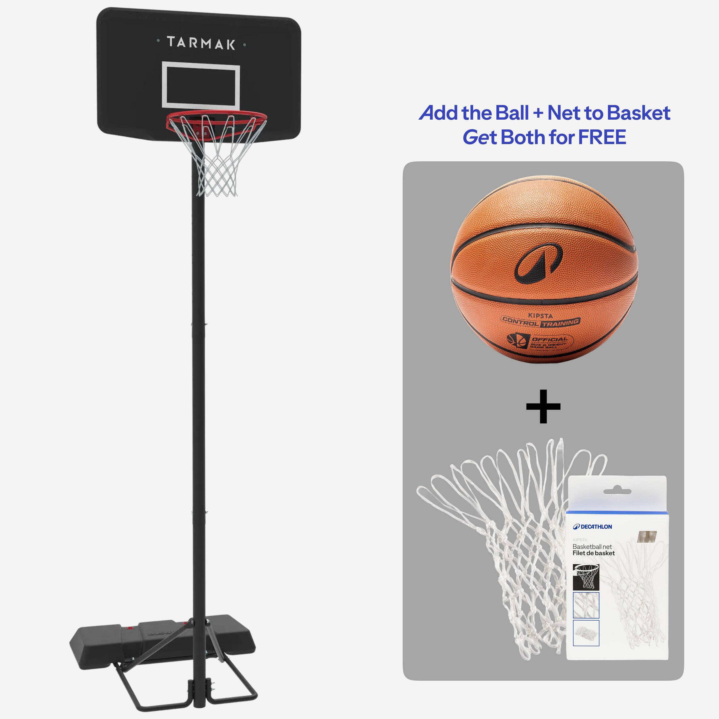 Basketball Hoop with Adjustable Stand (from 2.20 to 3.05m) B100 - Black