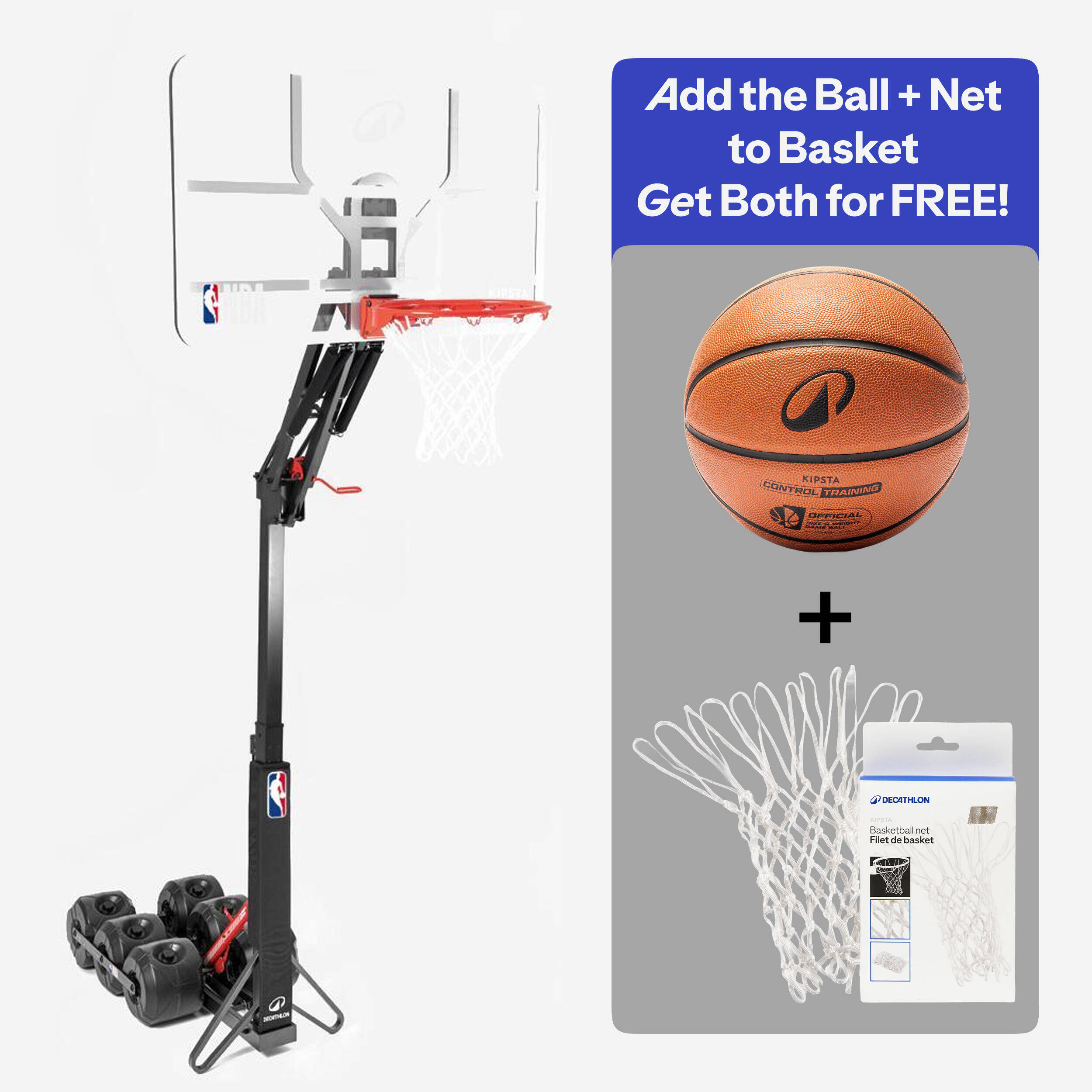 Adjustable (2.10m to 3.05m) Folding Basketball Hoop on Wheels B900 Box NBA -  1