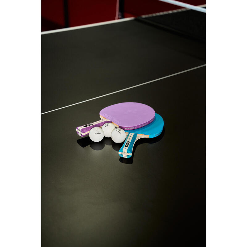 Raket + Top Seti - ITTF Okul/Kulüp - 4 Yıldız - Mor/Mavi - TTR 130 Spin