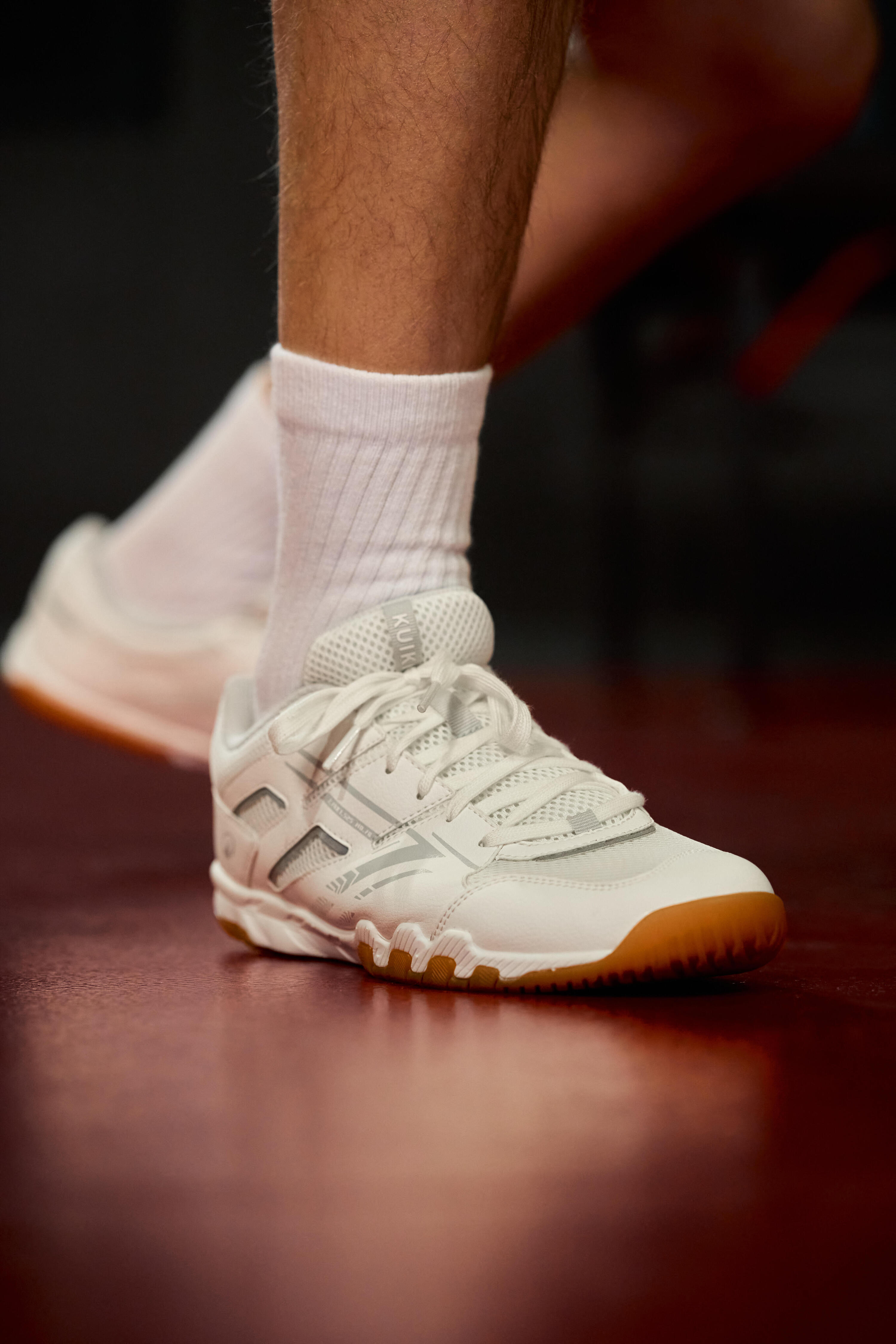 Zapatillas de ping-pong, TTS 530 Lite Blanco y Gris 7/8