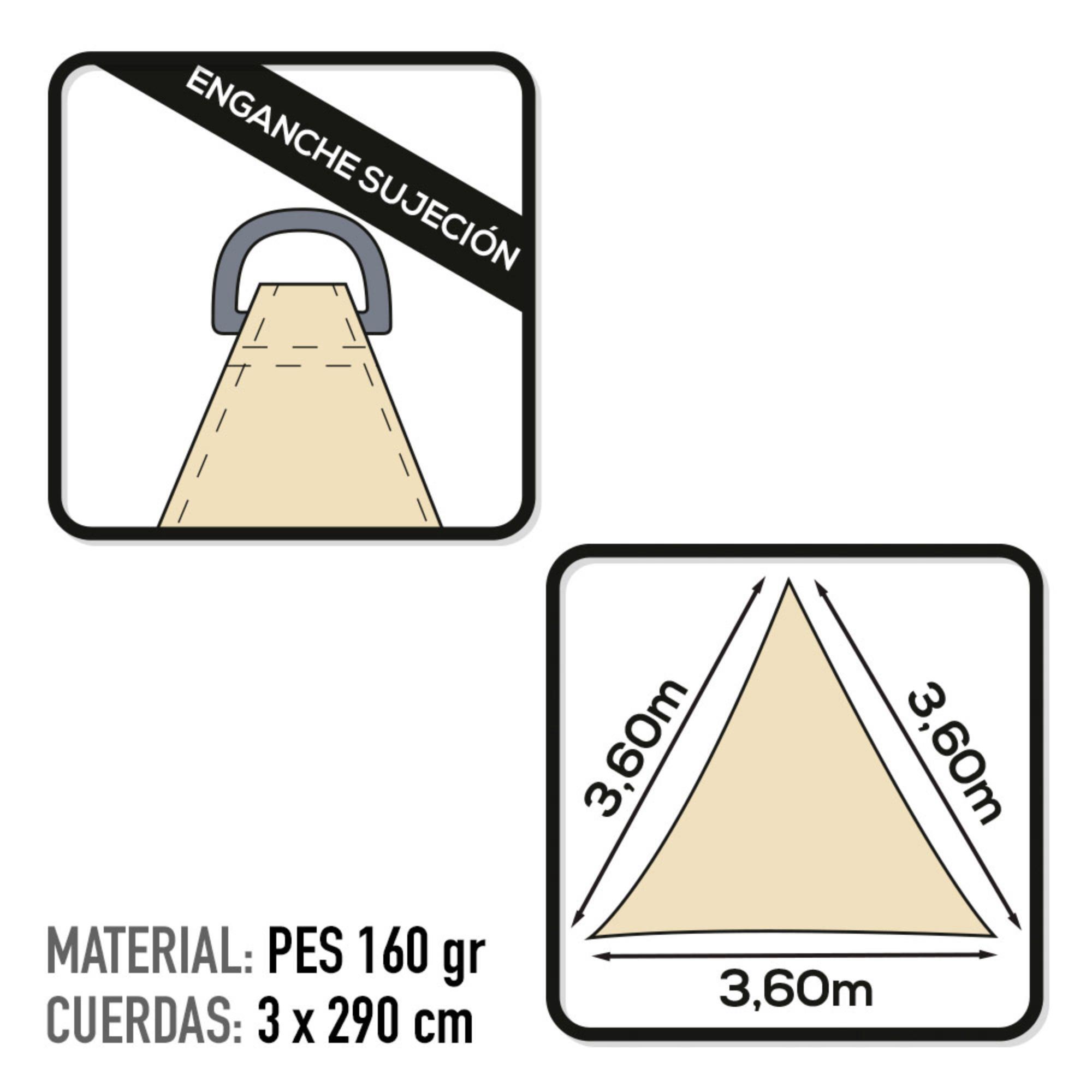 Tendal ombra triangular polièster 360X360X360 CM crema - CD 3/4