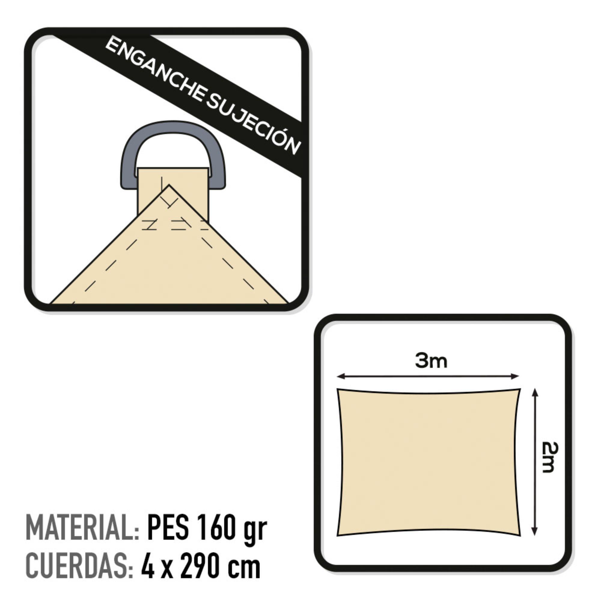 Tendal ombra rectangular polièster 2X3 M crema -CD 3/4