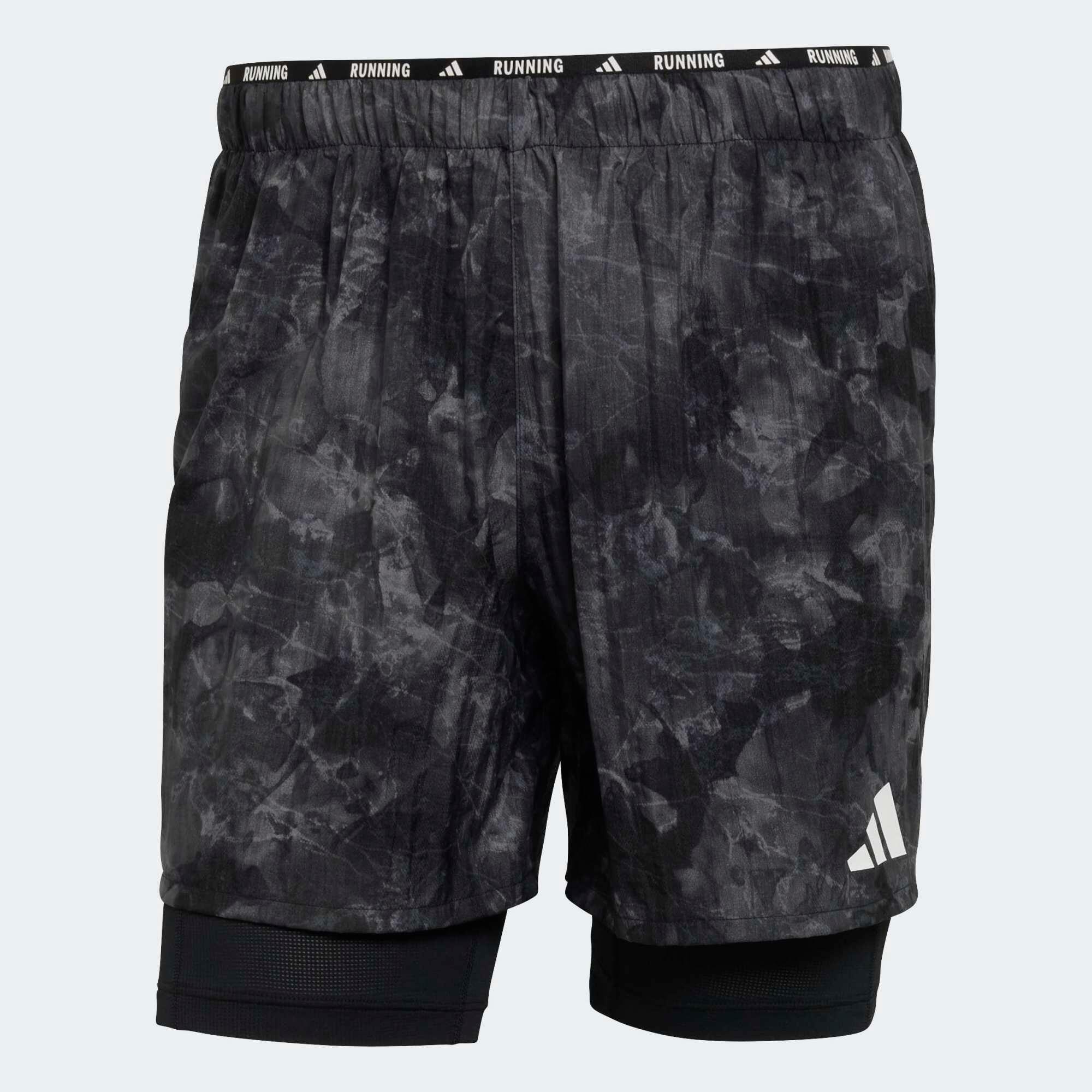 Short 2 en 1 running, Adidas ADI365 noir 2/12