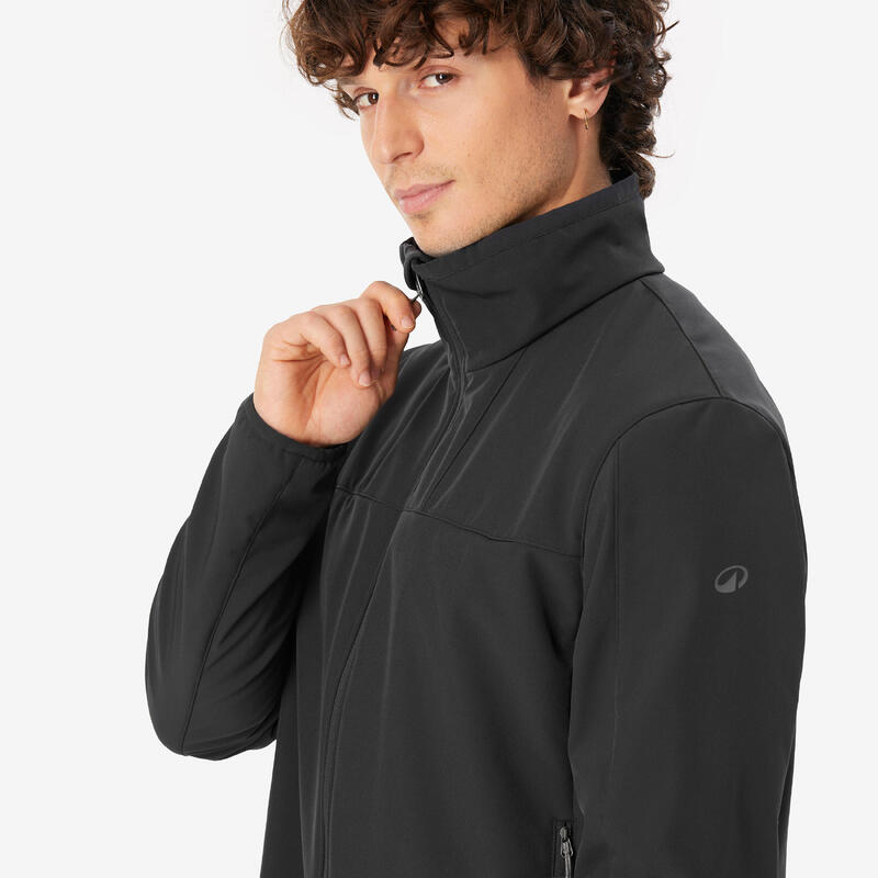 Erkek Outdoor Trekking Rüzgar Kesen Softshell Mont - Siyah - MT100