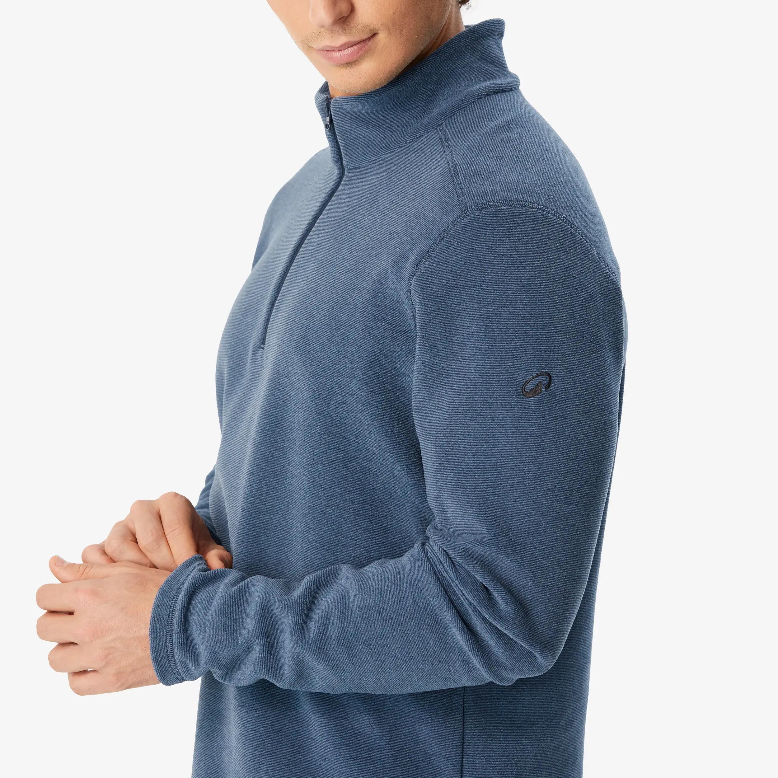 Men Mountain Hiking Warm Half-zip Fleece Jacket Blue MH100 -  3