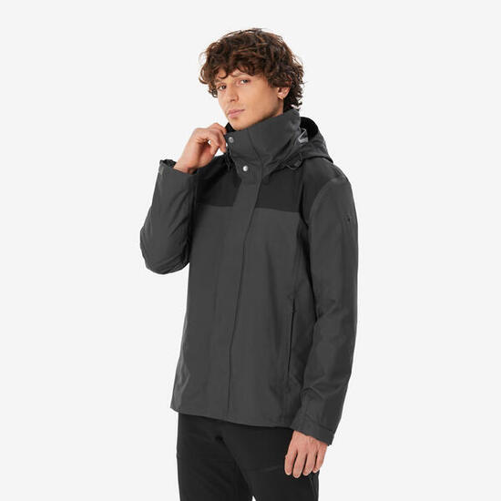 Veste 3en1 de randonnée 0°C imperméable homme, NH100 gris