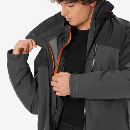 Куртка для треккинга при –10 °C 3 в 1 водонепроницаемая мужская чёрная TRAVEL 500