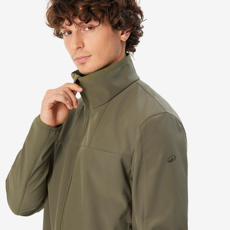 Geacă Softshell Protecție antivânt Trekking MT100 Kaki Bărbați