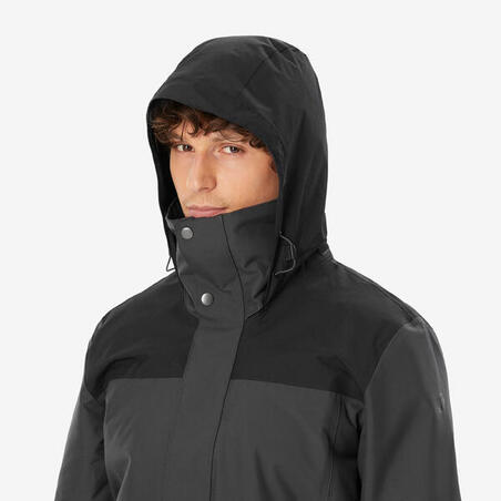 Куртка чоловіча NH100 3 в 1 водонепроникна для туризму сіра