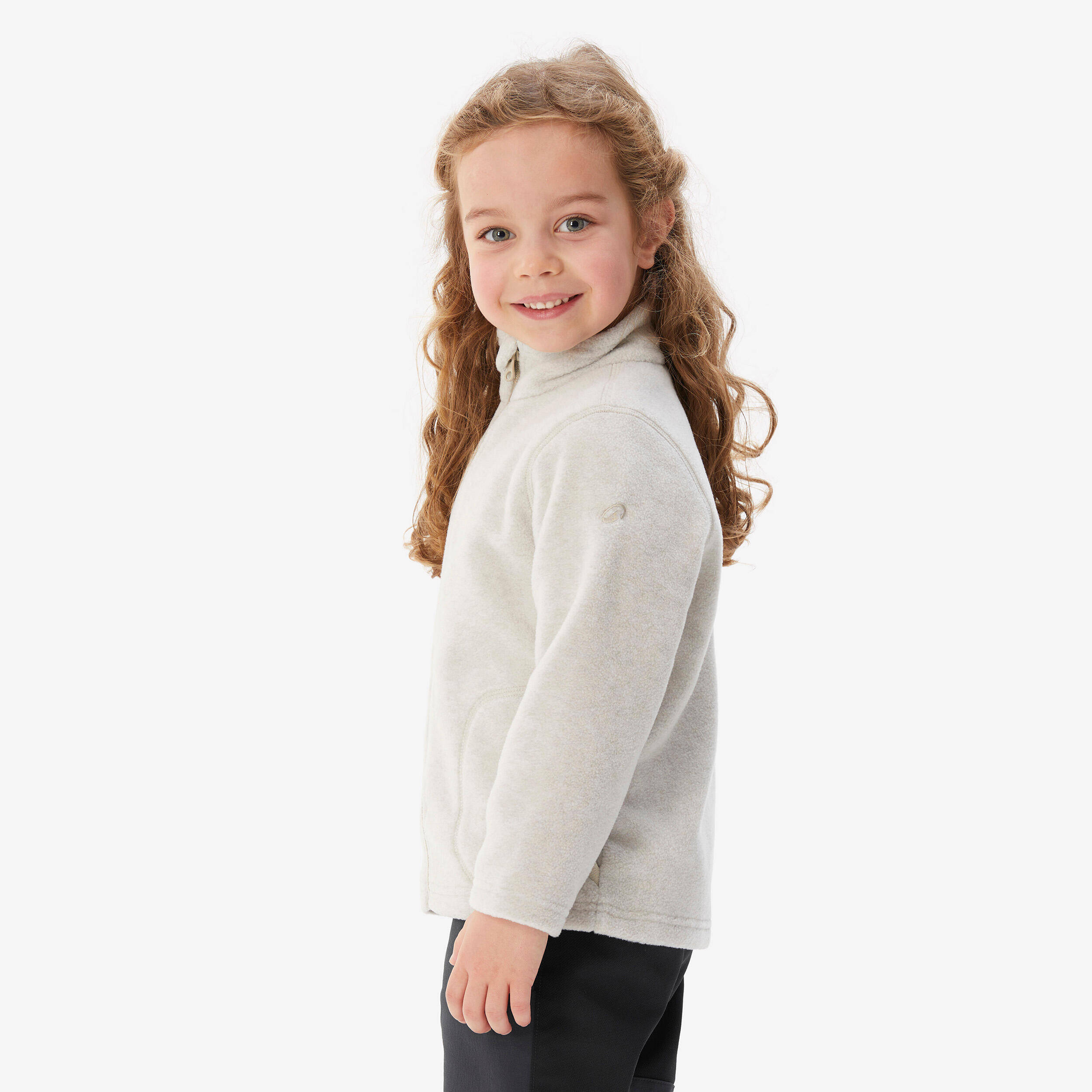 Kids’ Hiking Fleece Jacket MH100 - 2-6 years - Zip - Beige -  5