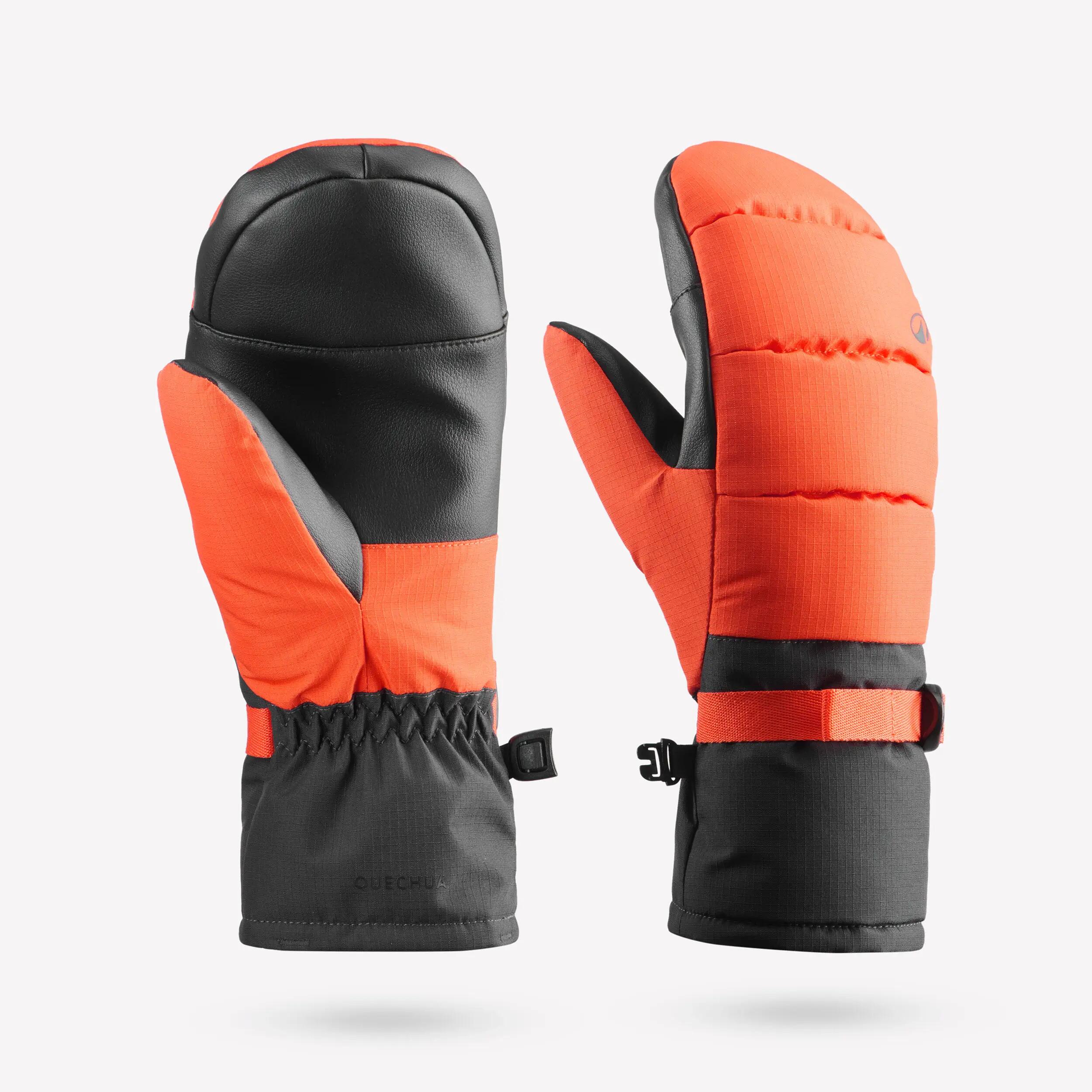 Luvas sem dedos de ski impermeáveis criança 4 a 8 anos, 500 Laranja e preto 2/7