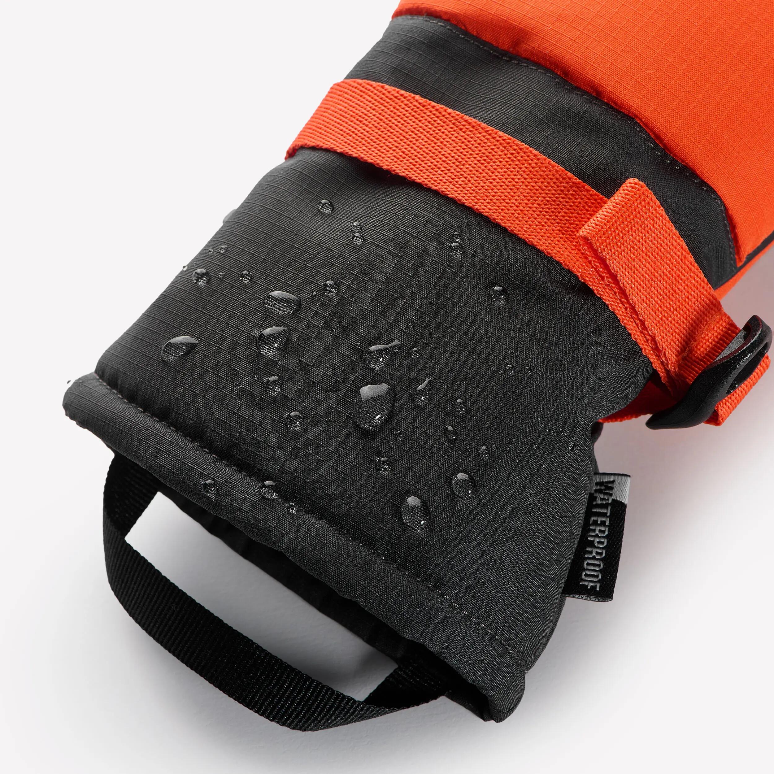 Luvas sem dedos de ski impermeáveis criança 4 a 8 anos, 500 Laranja e preto 7/7