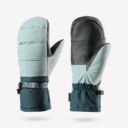 Moufles de ski imperméables enfant 10 à 14 ans, 500 violet et gris