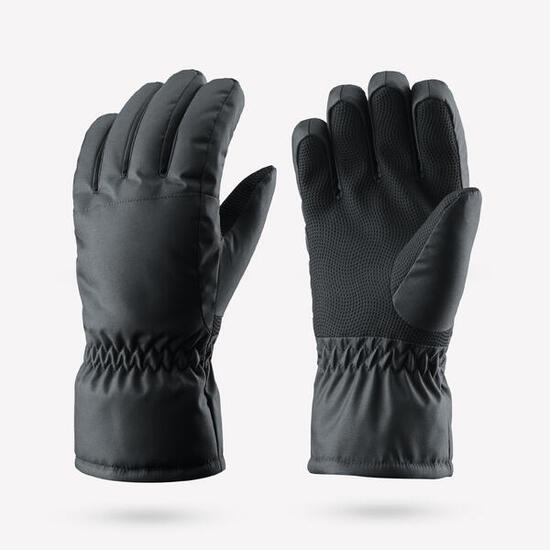Gants de ski chauds et imperméables enfant, 100 gris carbone