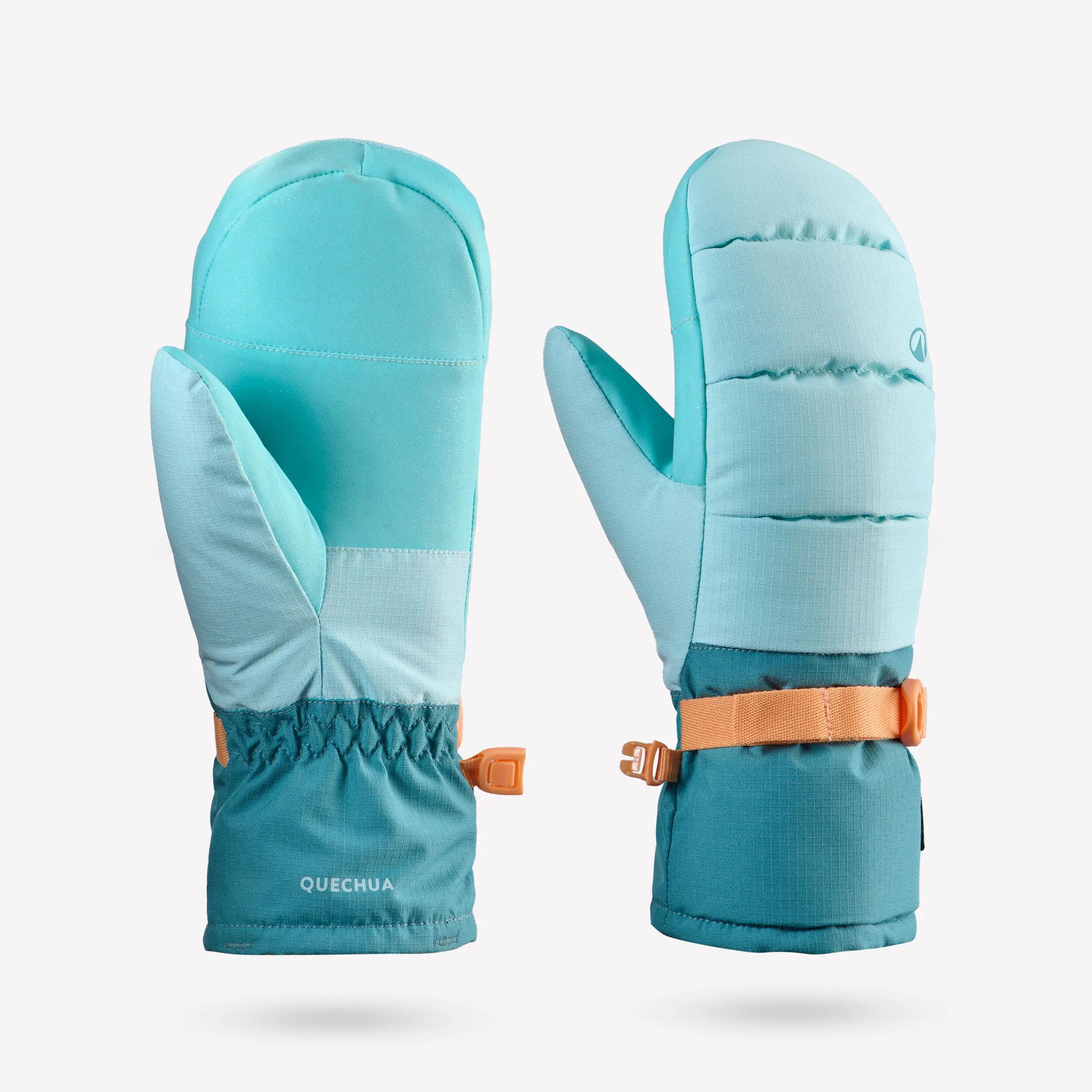 Moufles de ski imperméables enfant 4 à 8 ans, 500 turquoise 2/7