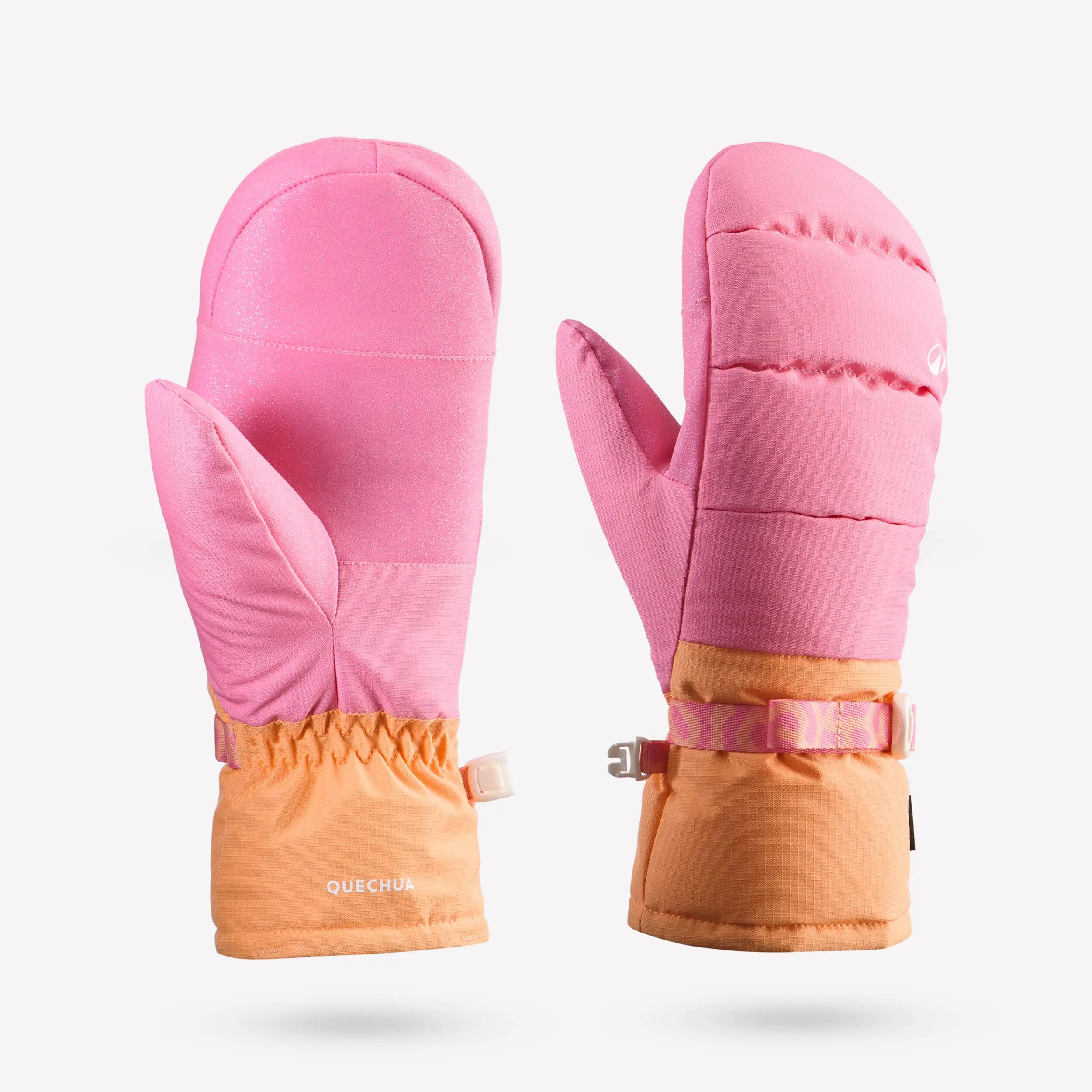 Manoplas de esquí impermeables niños 4 a 8 años, 500 naranja y rosa  2/7