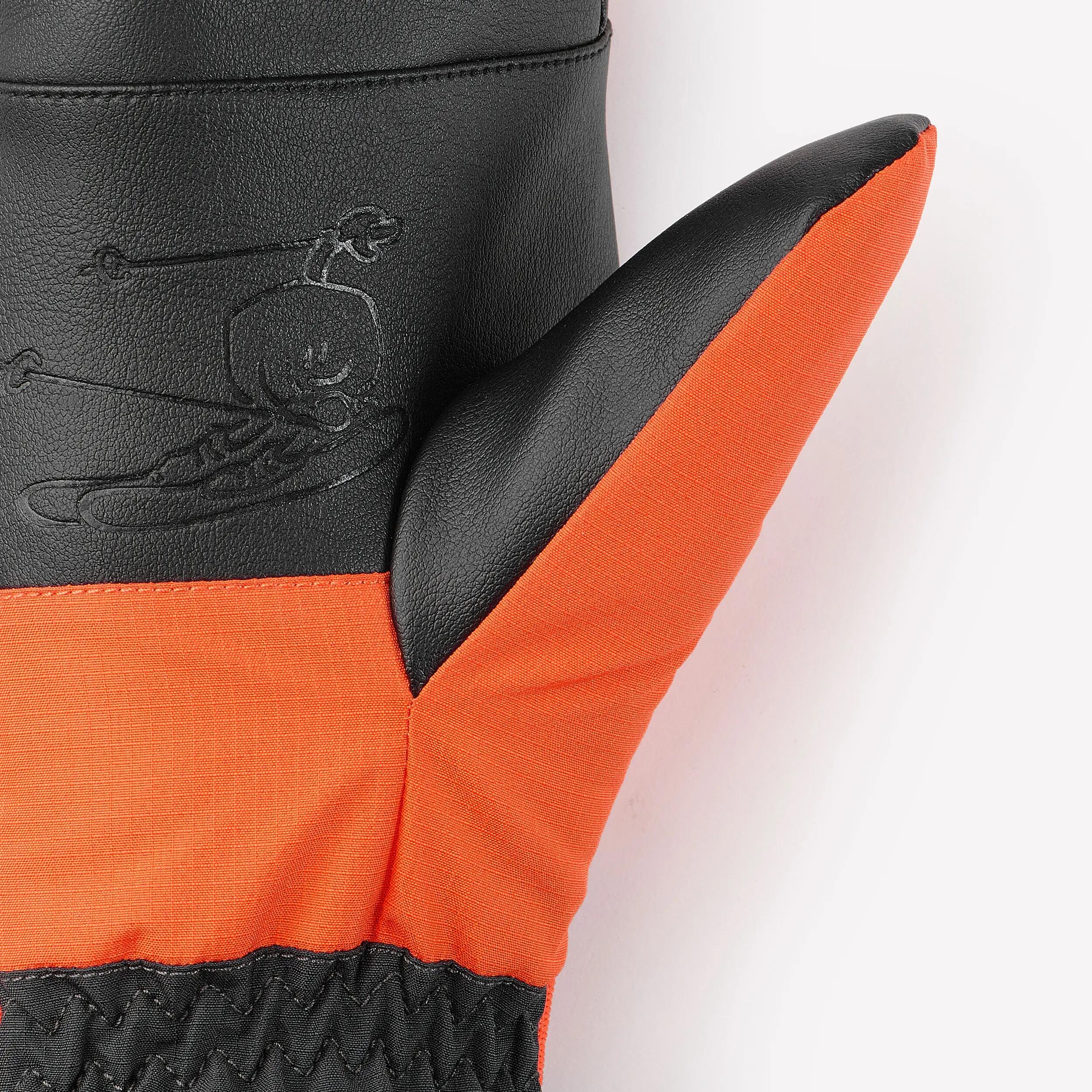 Luvas sem dedos de ski impermeáveis criança 4 a 8 anos, 500 Laranja e preto 4/7