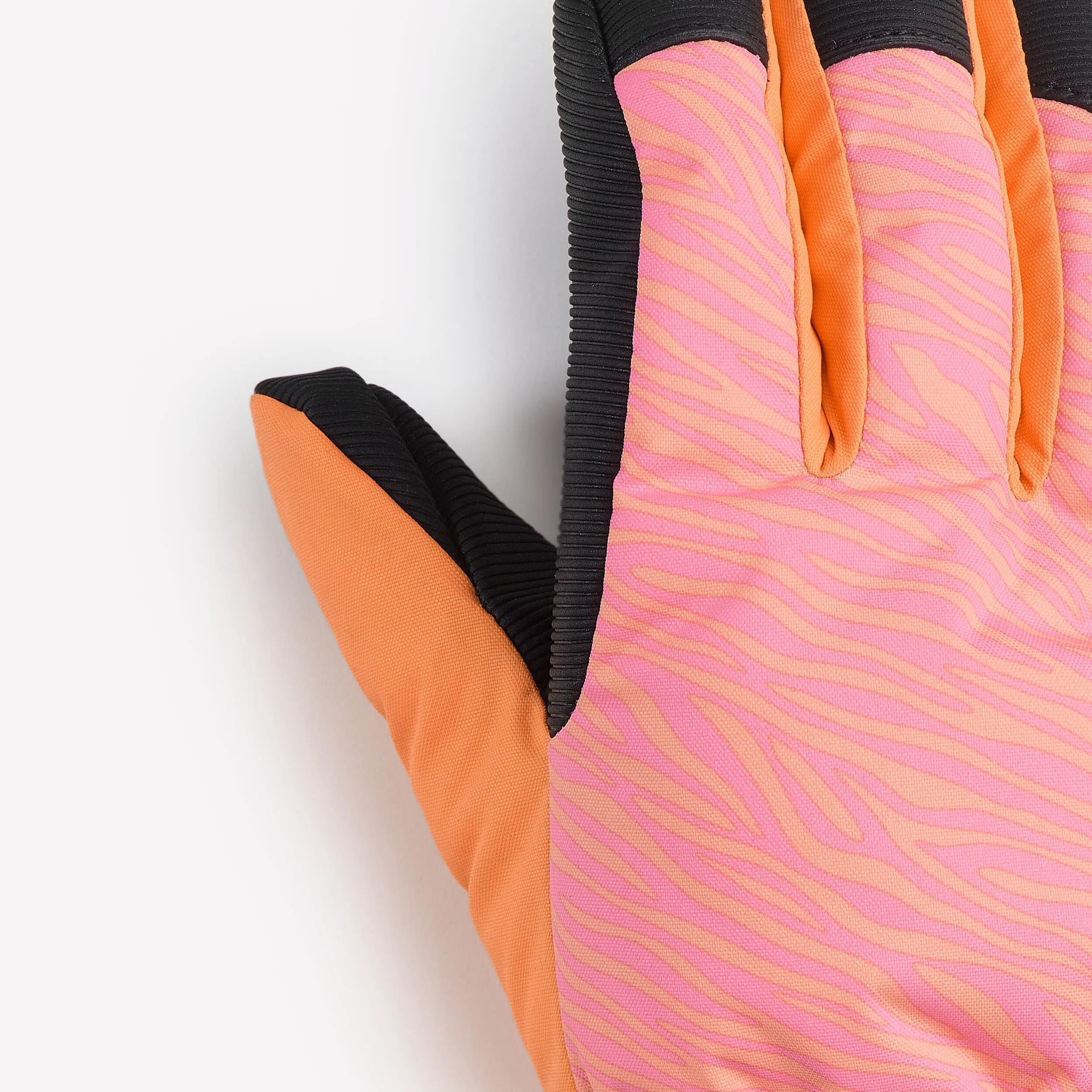Kids’ Waterproof Ski Gloves with Zebra Print, GL 500 Age 6–14 5/6