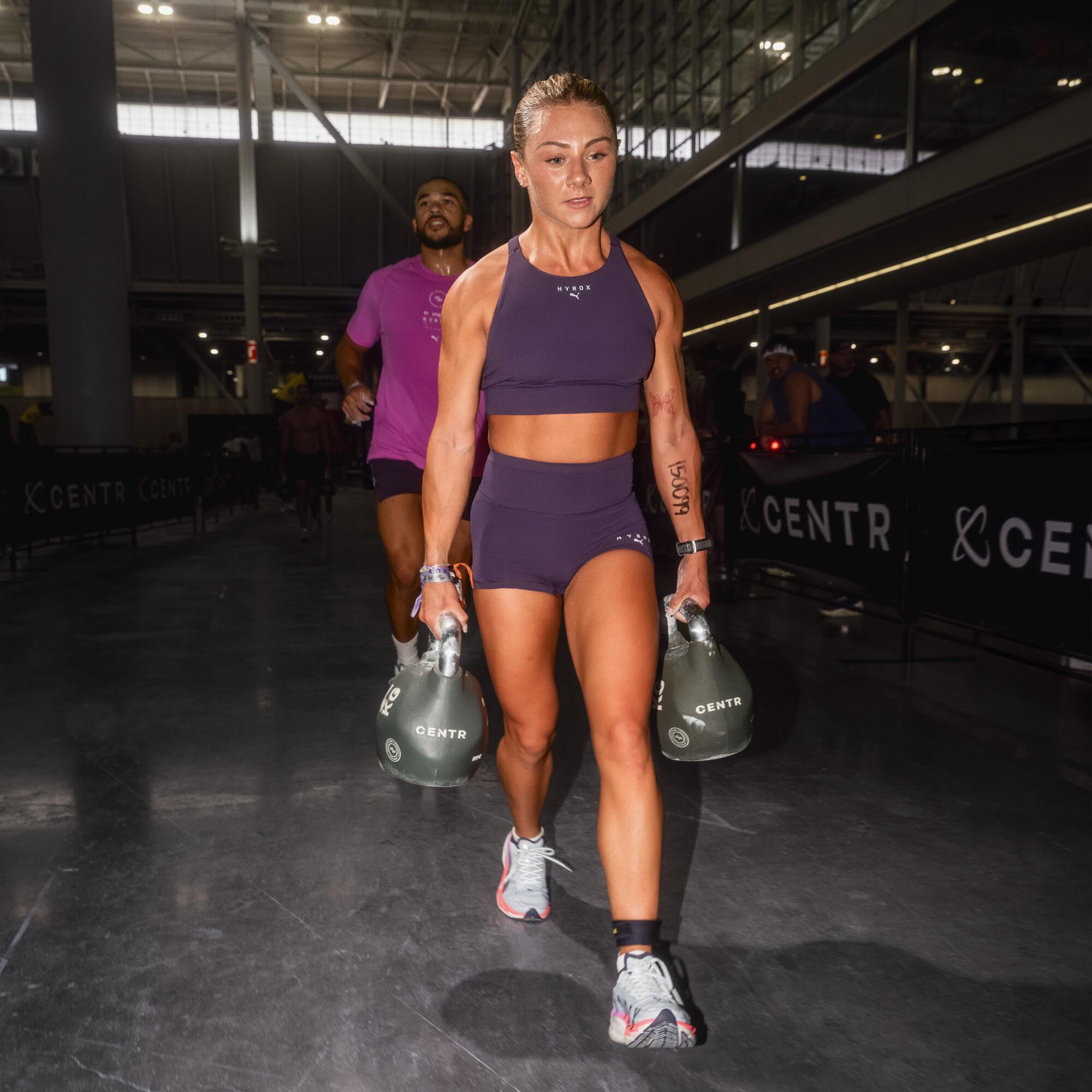 Calções Justos de Fitness Hyrox Mulher Roxo 4/6