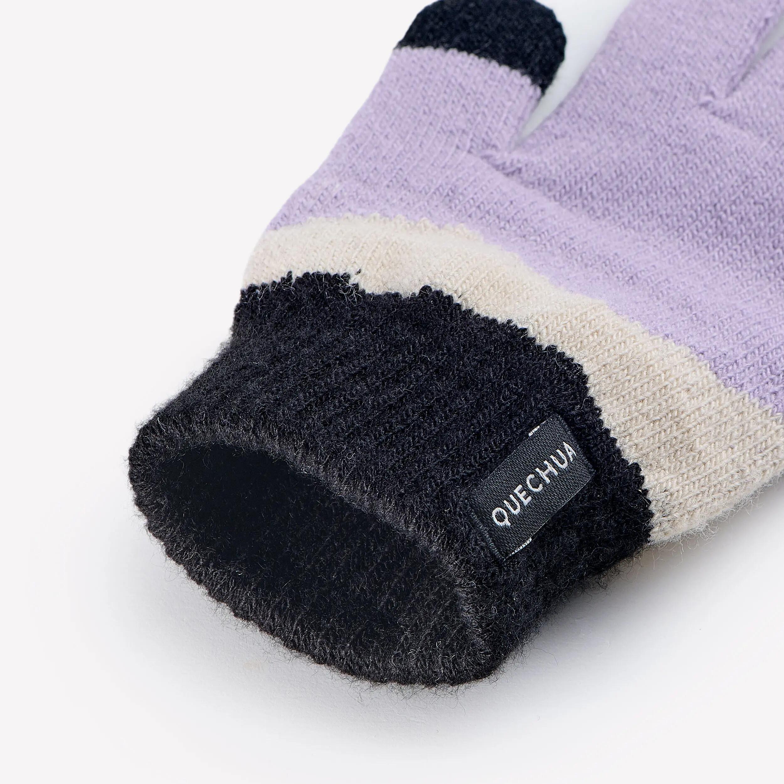 Guantes táctiles de punto niños 4-14 años, HIKE100 violeta  2/3