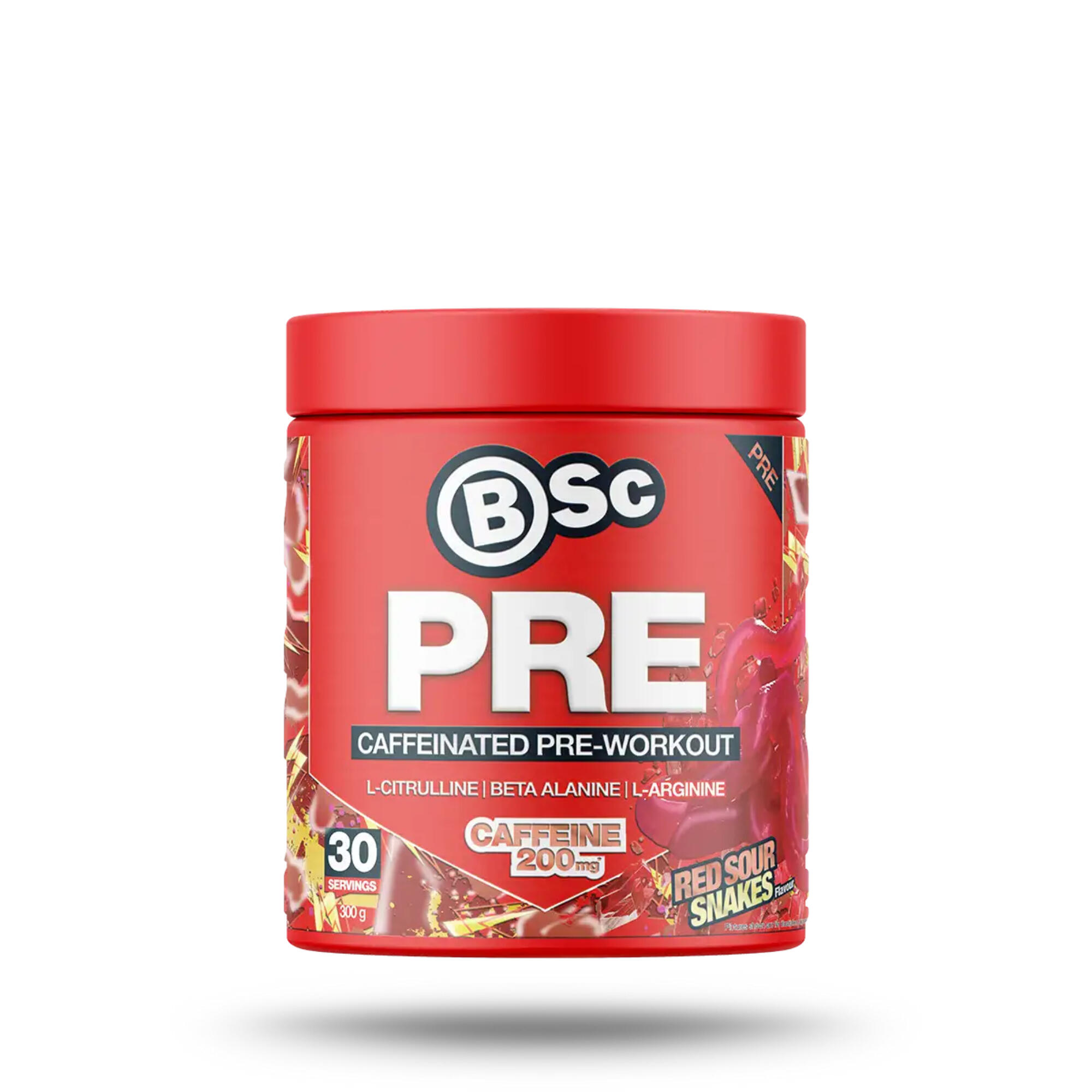 BSc PRE Caffeinated Pre-Workout 300g - Red Sour Snakes