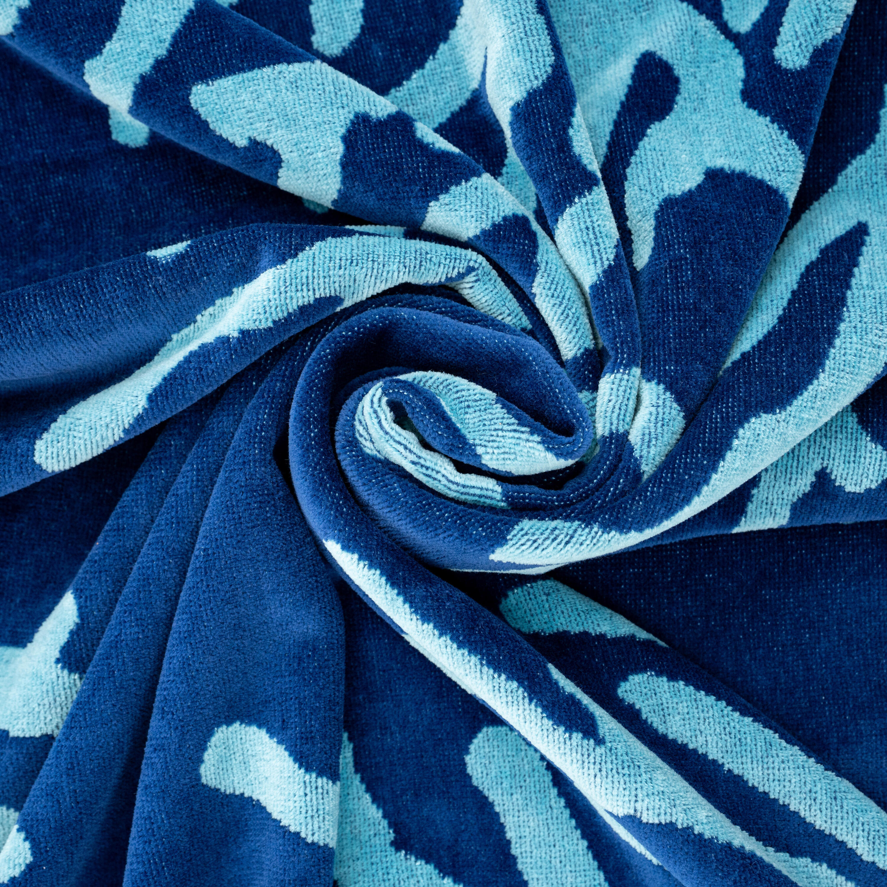 Toalha Praia - Algodão BCI 86x170 Corais Azul Turquesa / Marinho 5/7