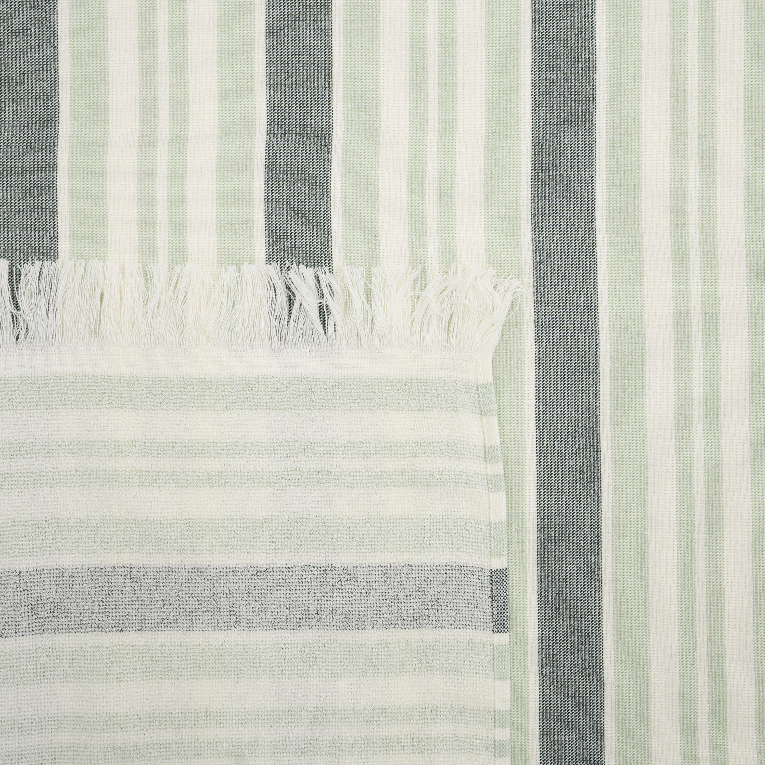 Toalha Praia Fouta BCI 140x190 Riscas Verde 2/8