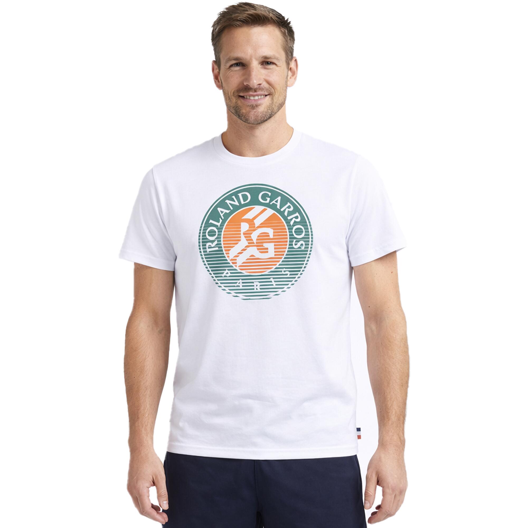 T-SHIRT DE TENNIS BIG LOGO ROLAND GARROS BLANC HOMME 3/4