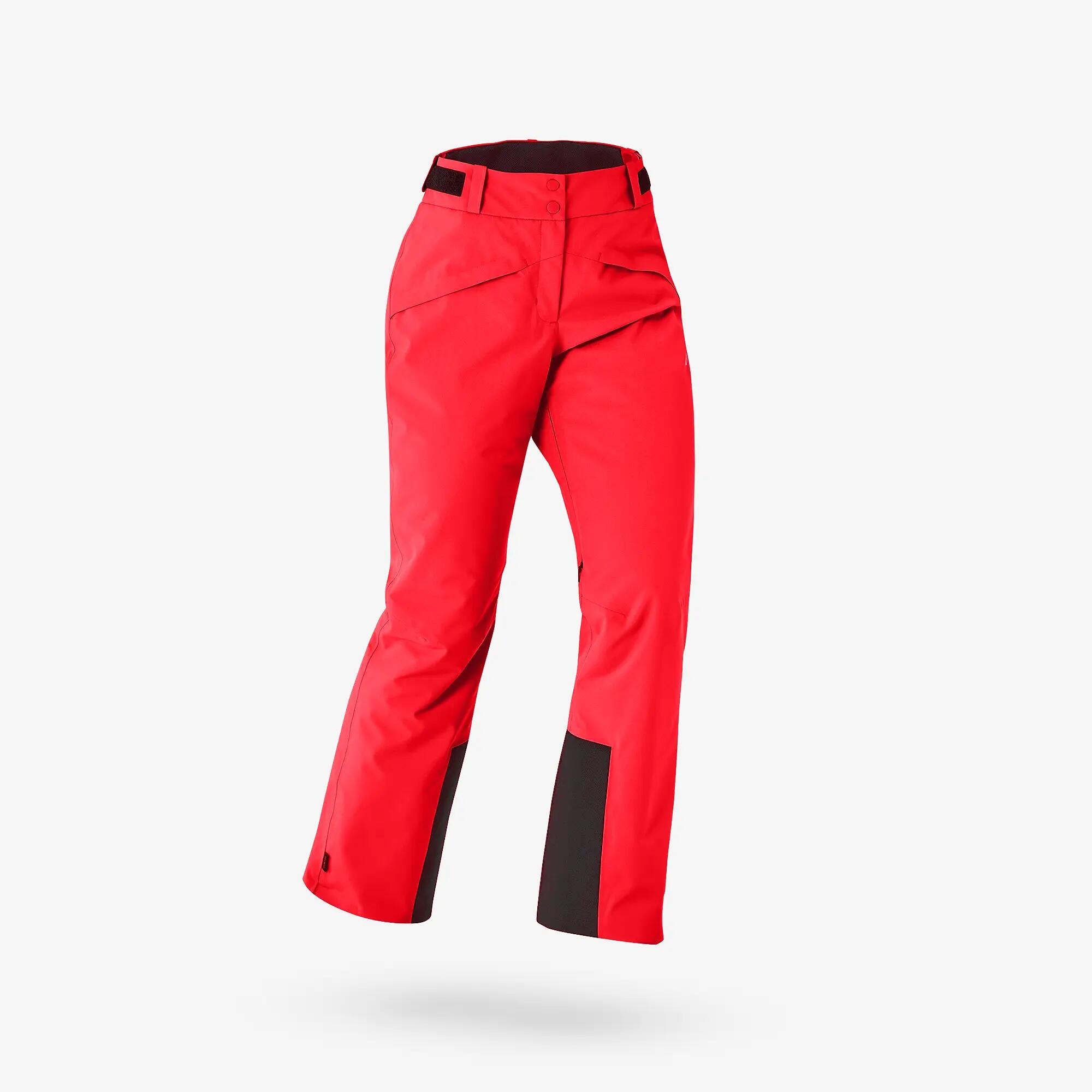 Calças quentes e respiráveis de ski e snowboard mulher, Pant 500 vermelho 2/24