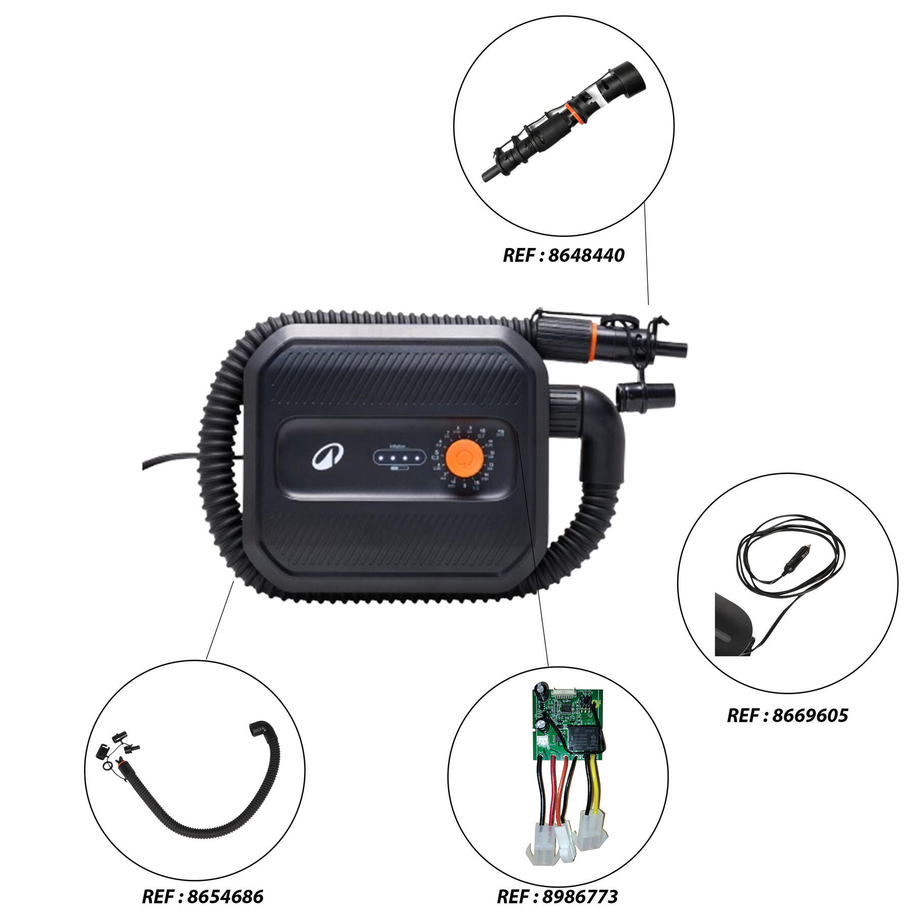 TRIBORD-POMPE ELECTRIQUE 0-15 PSI 13,8V-10A (PRISE 12V) POUR STAND UP PADDLE ET KAYAK