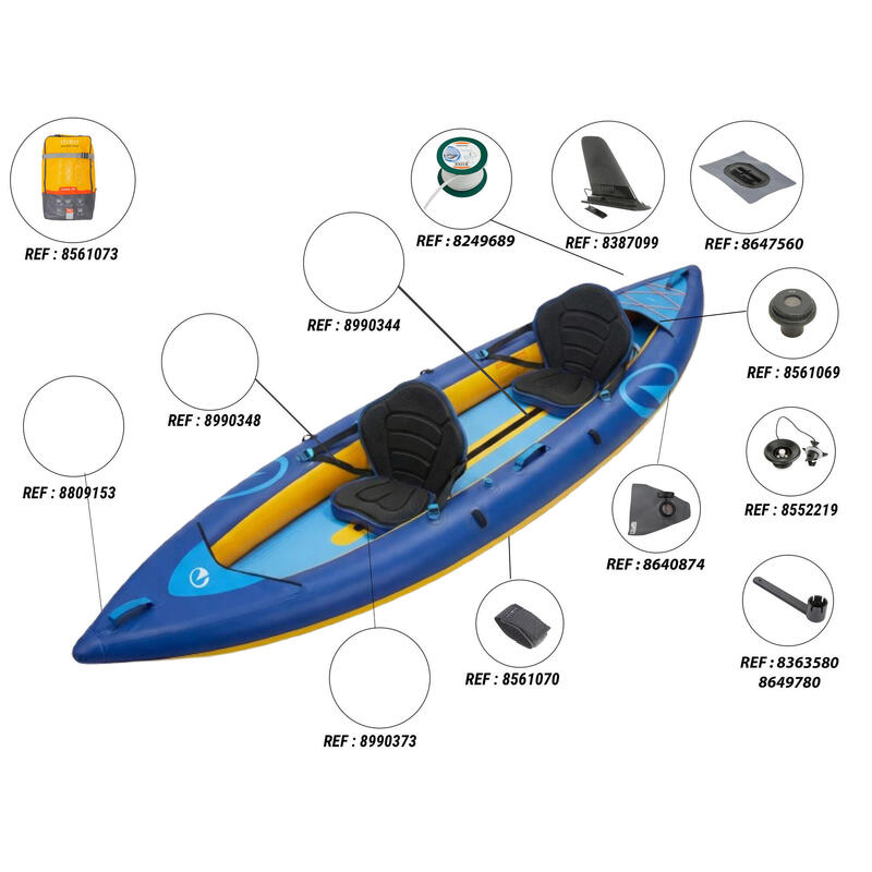Caiac-canoe gonflabil pentru plimbări 1-2 persoane Tribord 100 Confort