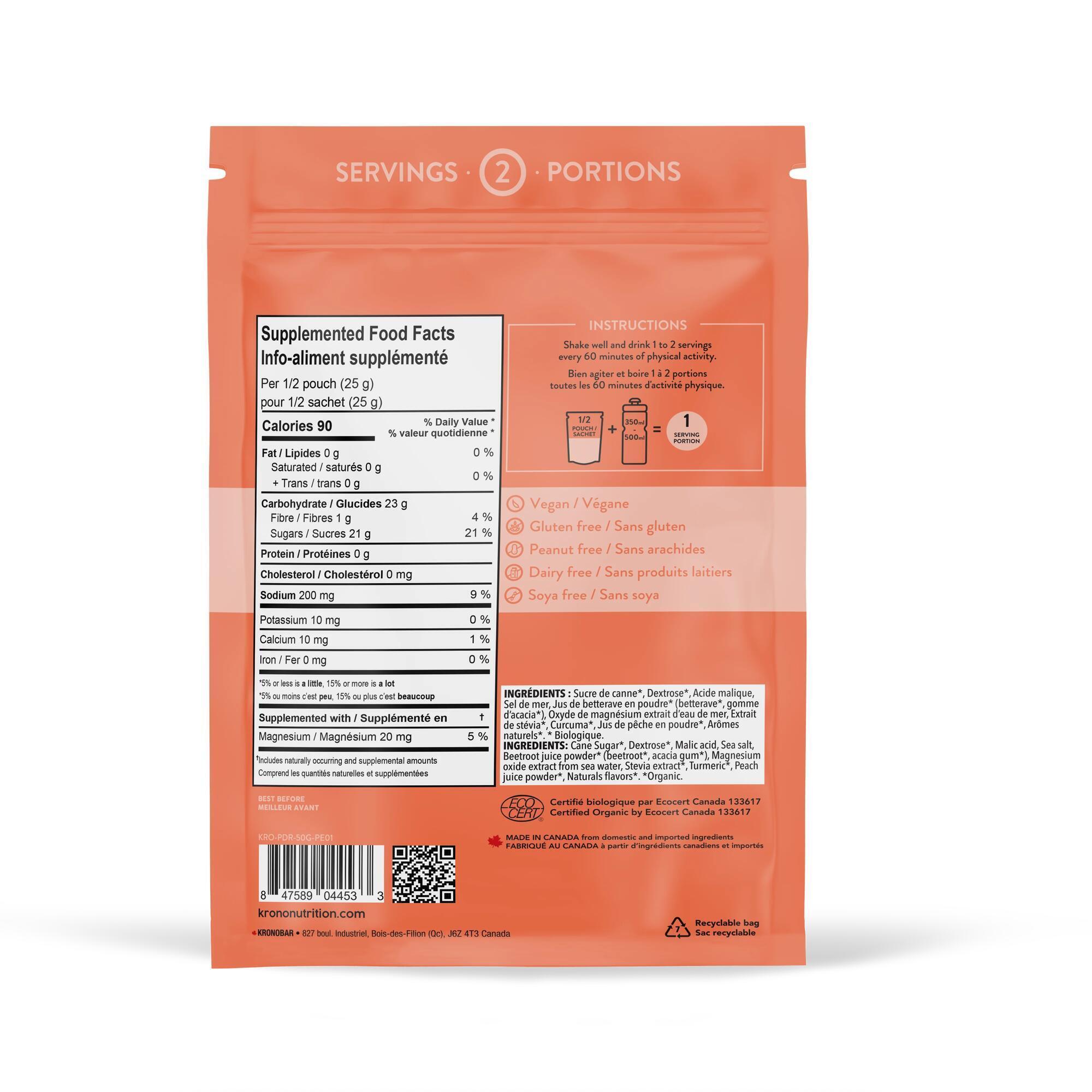 Electrolyte Sport Drink Mix, Krono Peach 50 g 2/2