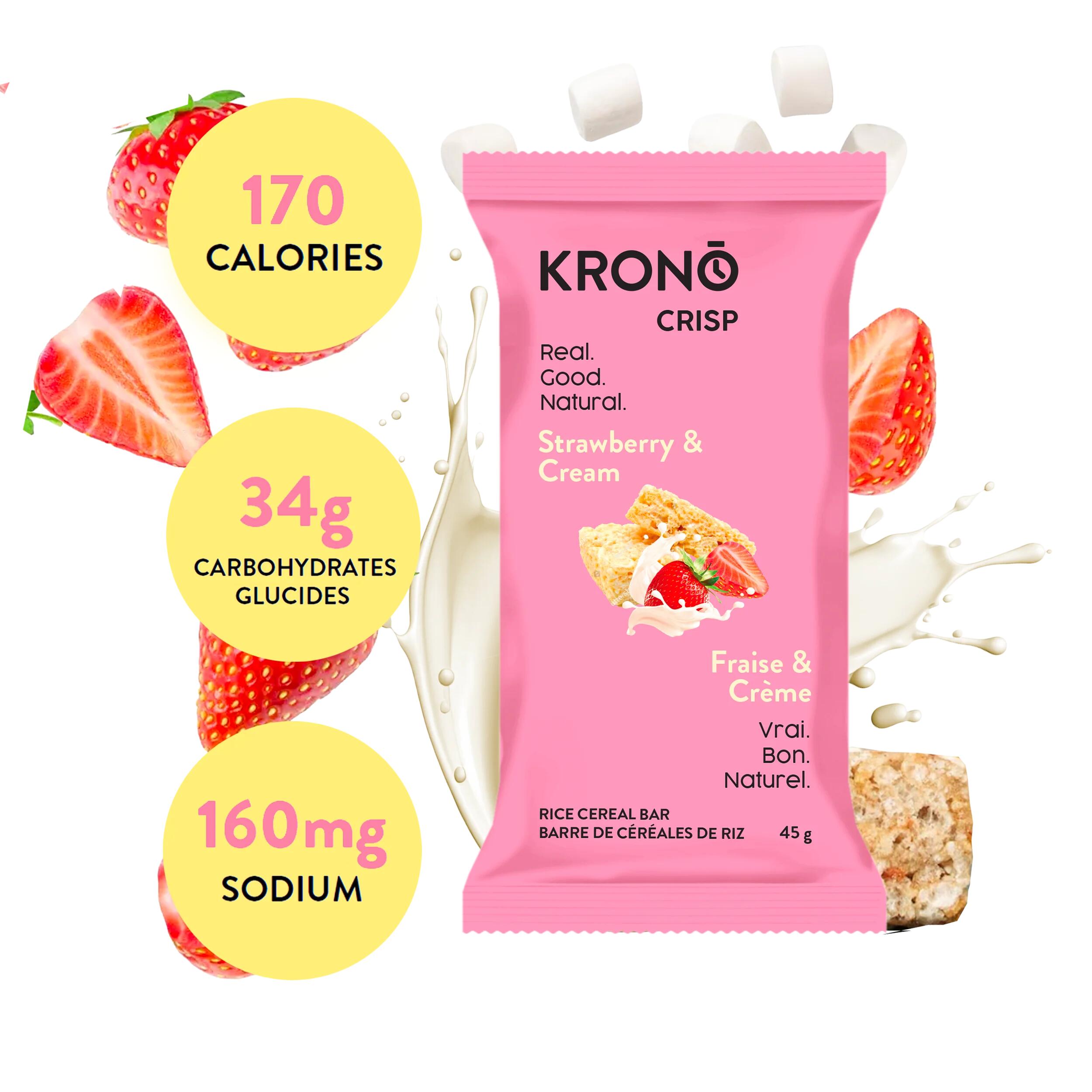 Barre de céréales de riz, Krono fraise/crème 2/4