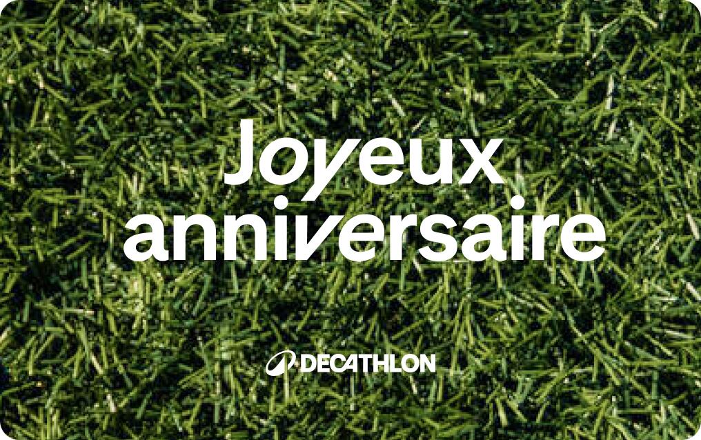 Offrez une bonne dose de sport avec la e-carte cadeau Decathlon. Un cadeau immédiat envoyé par mail qui laisse libre cours à toutes les envies sportives !