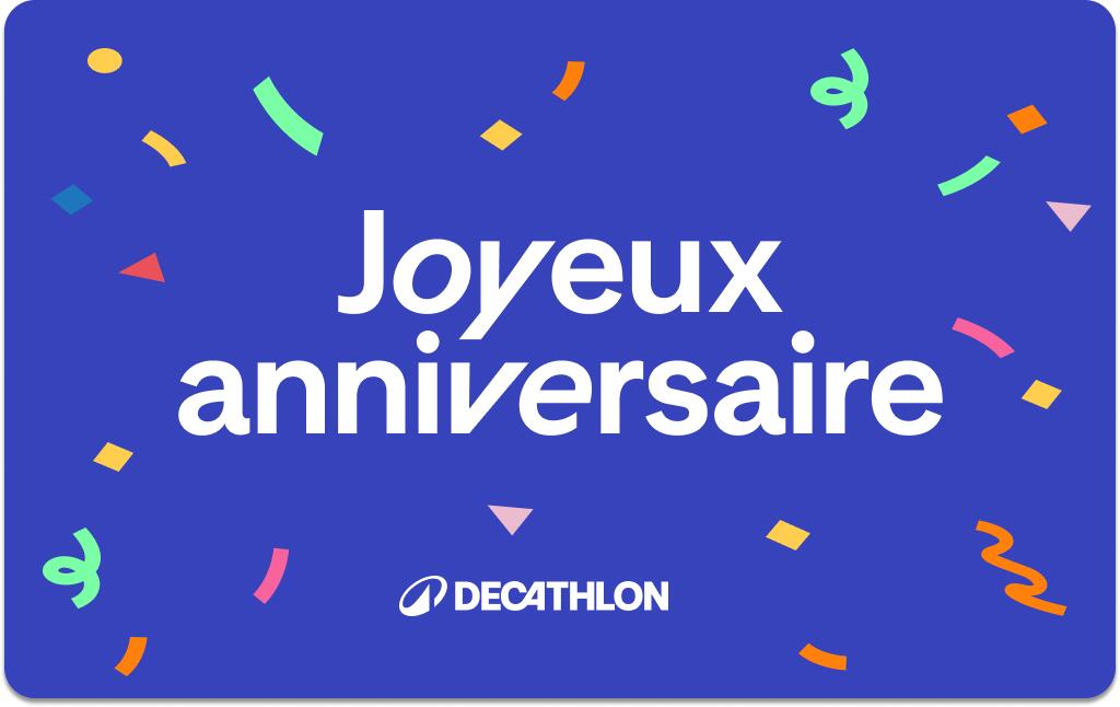 Offrez une bonne dose de sport avec la e-carte cadeau Decathlon. Un cadeau immédiat envoyé par mail qui laisse libre cours à toutes les envies sportives !