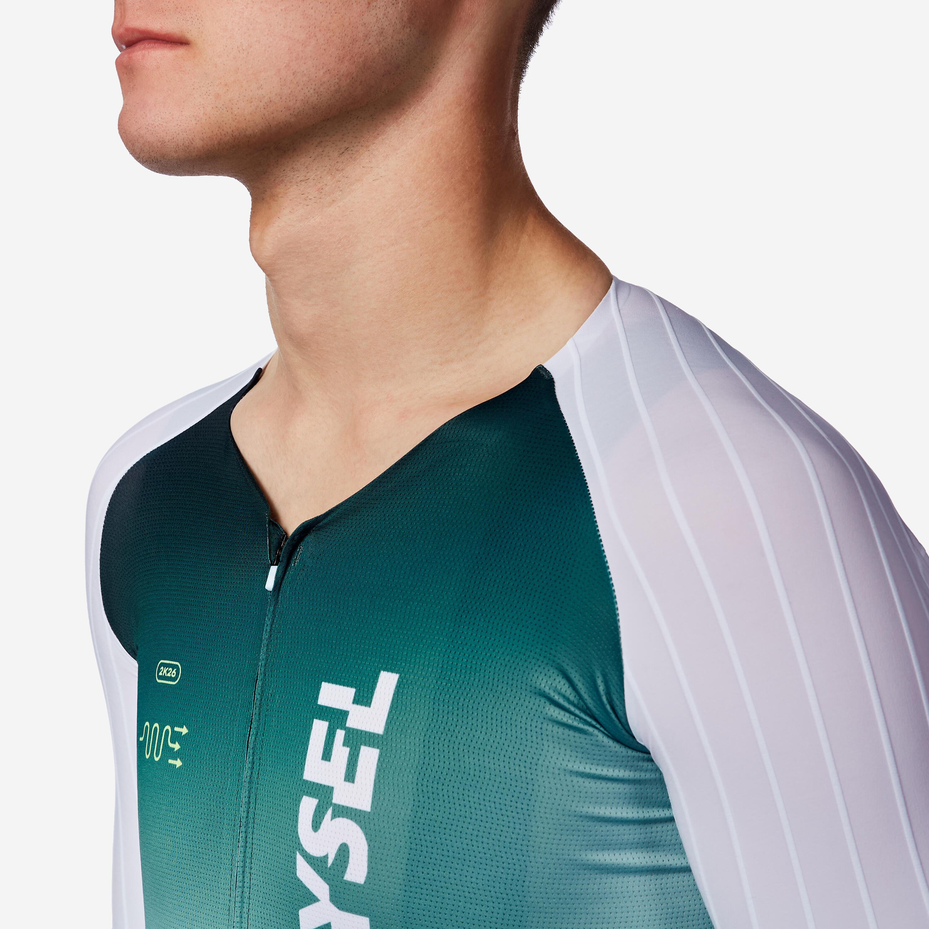 Men's aero road cycling short-sleeved jersey,  RCR-F green 6/9