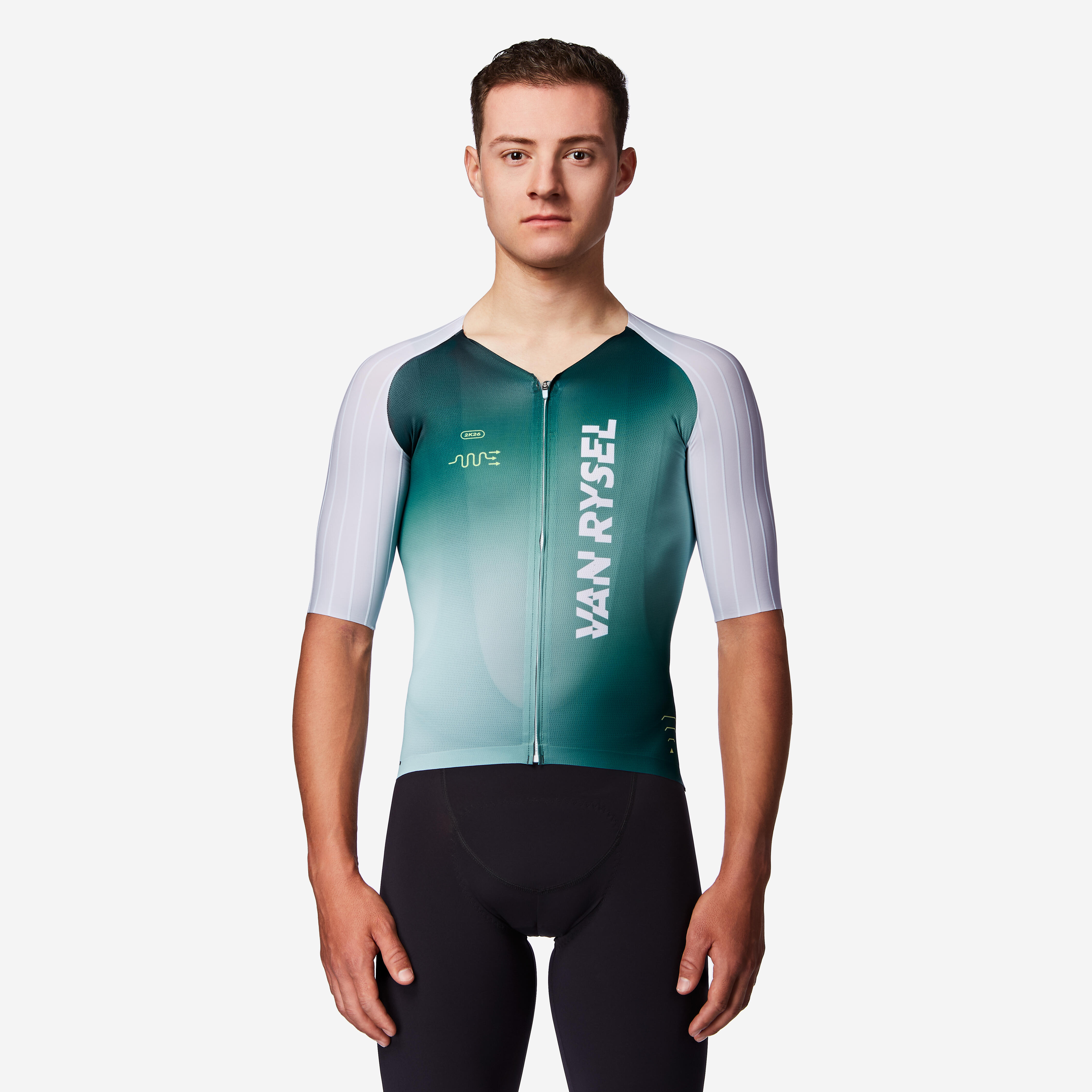 Decathlon UK VAN RYSEL Men's Aero Road Cycling Short-sleeved Jersey -  Rcr-f Green | FREE Click & Collect at Stores and Asda. 365 Days return available.